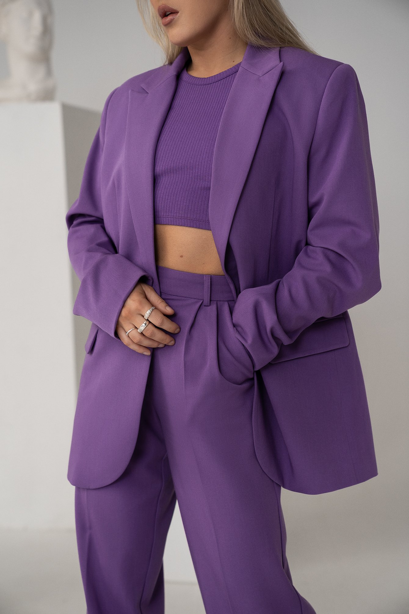 Angelica Blick X Na-kd Marked Shoulder Oversized Blazer - Purple