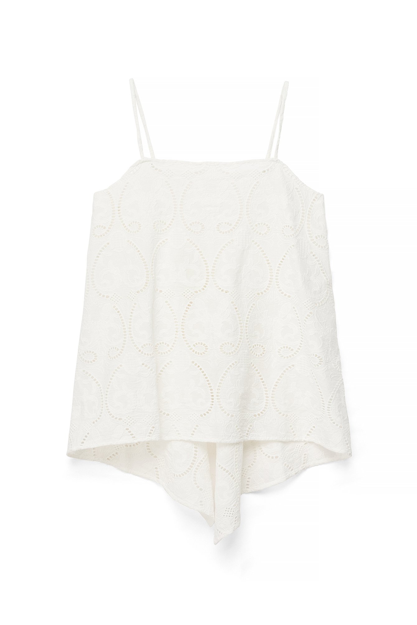 White Anglaise Detail Open Back Top