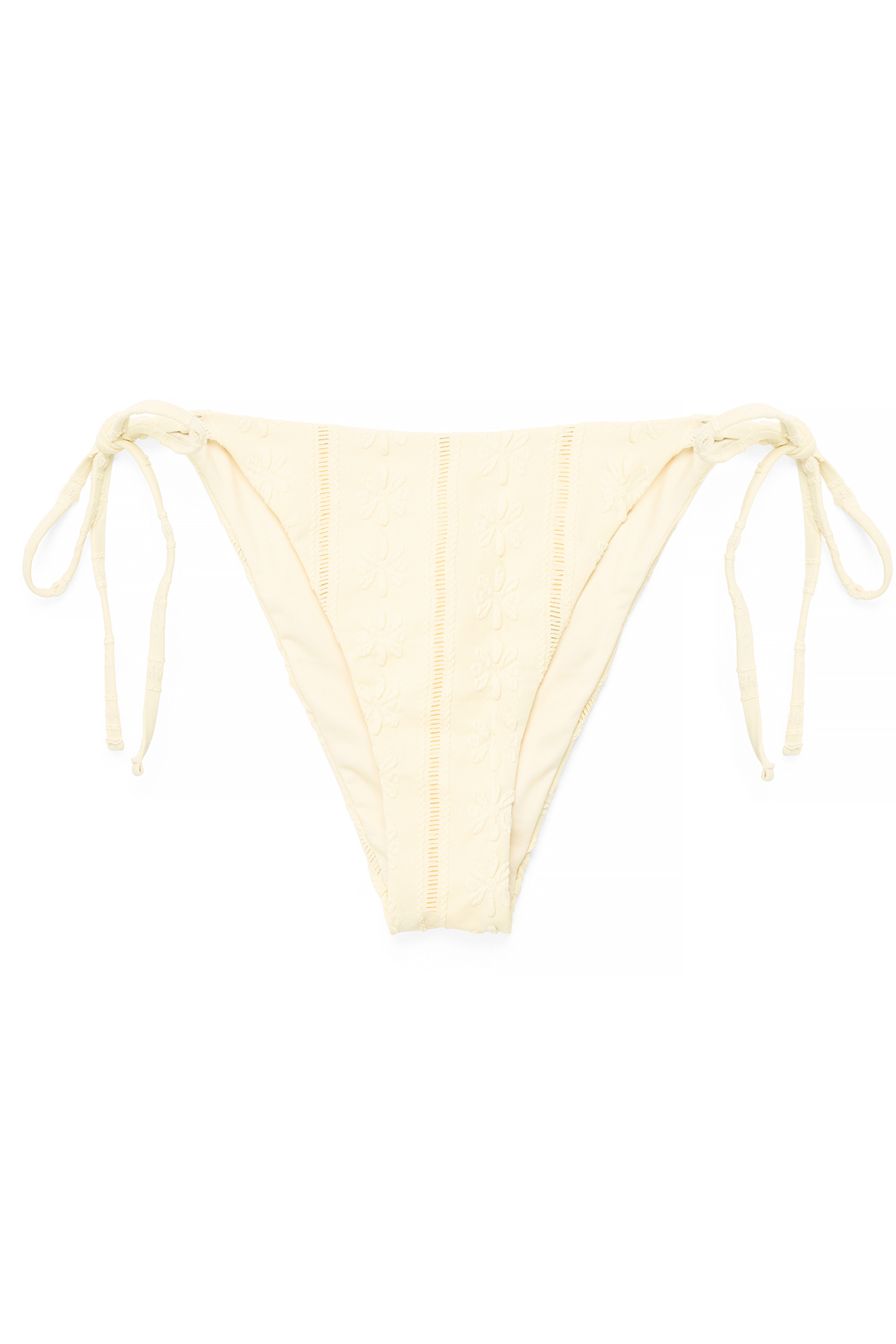 Light Yellow Anglaise-bikinitrosa med knytdetalj