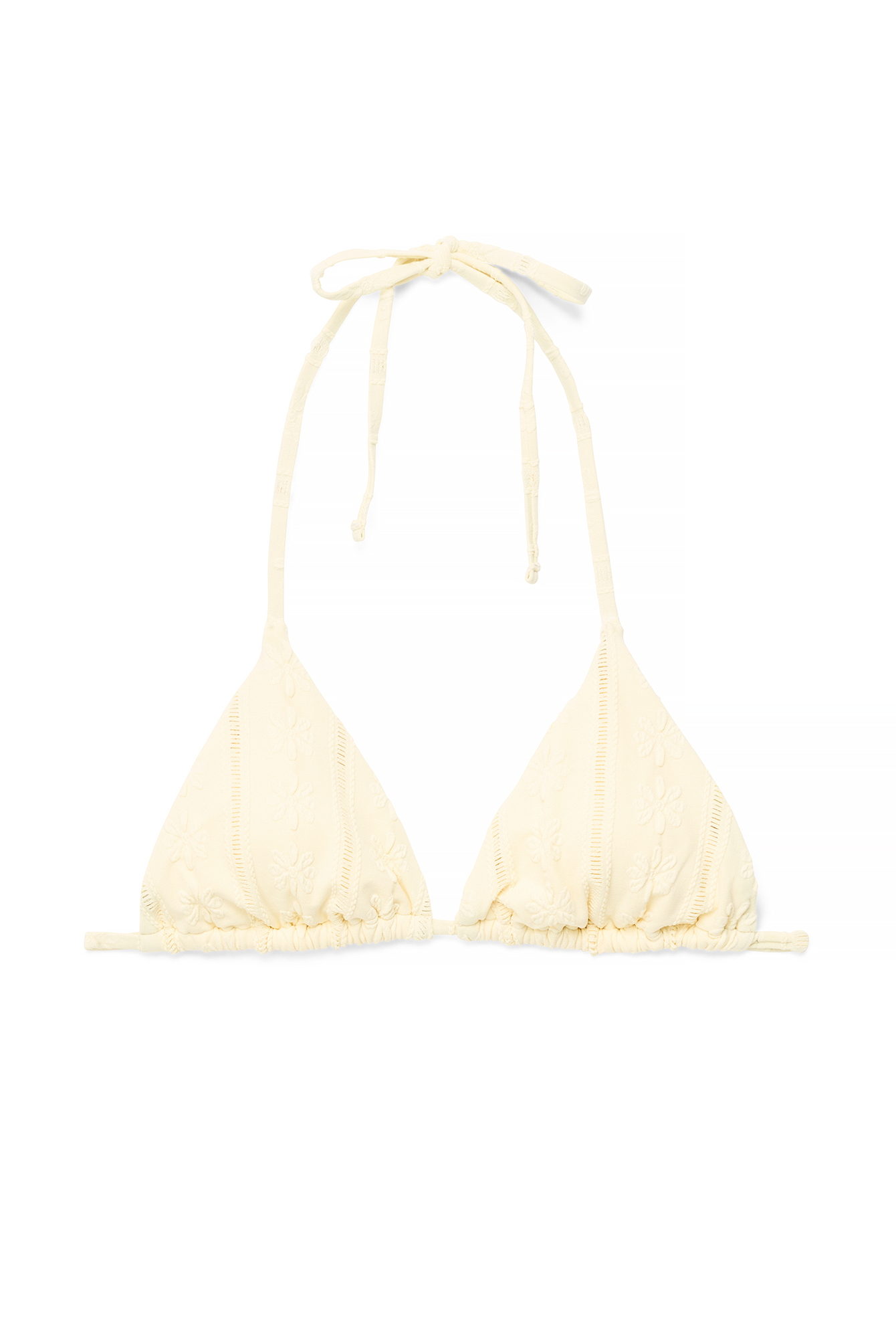 Light Yellow Anglaise Triangle Bikini Top