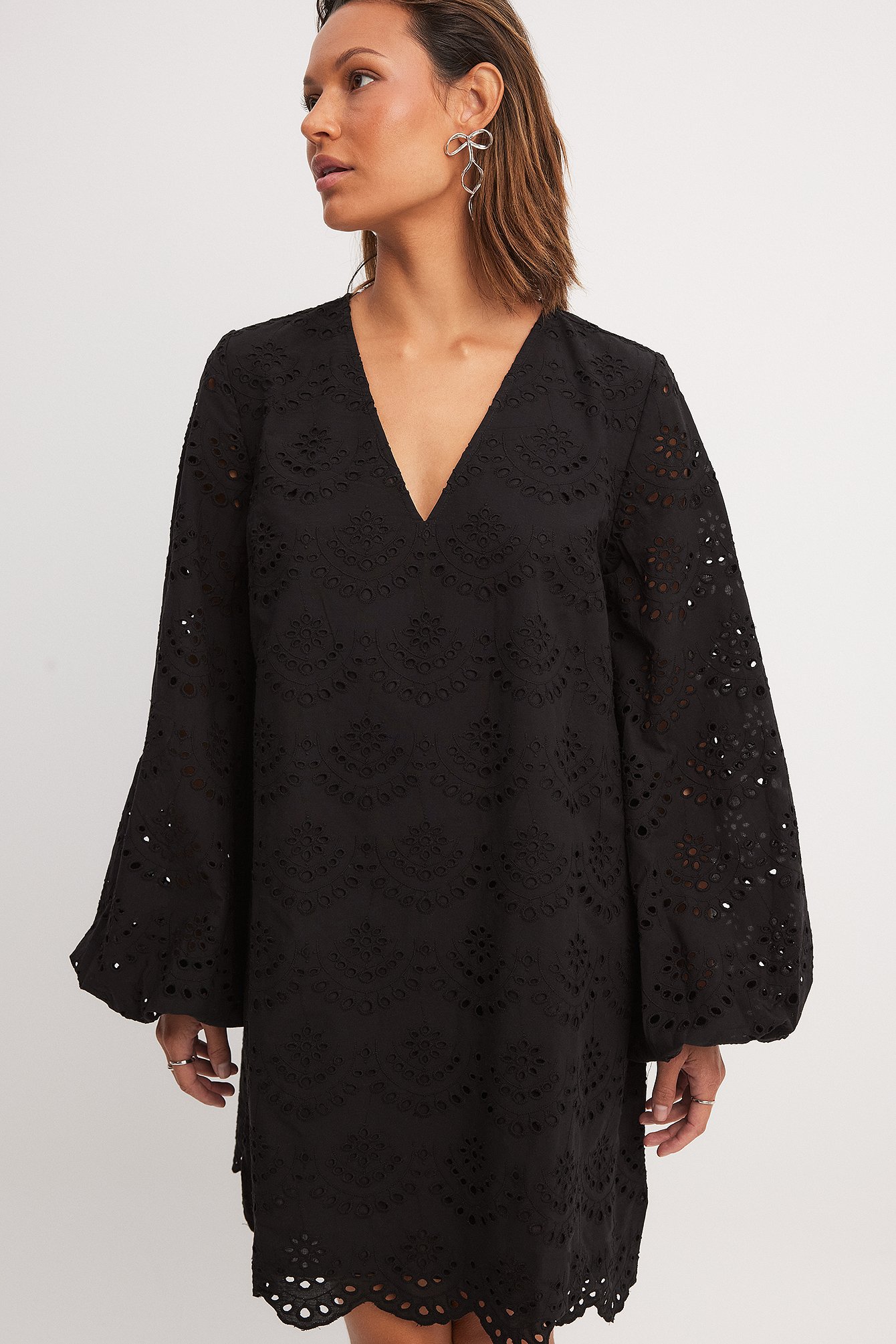 May Ridts x NAKD Anglaise A Line Mini Dress - Summer Dresses - Black - EU 34 - NA-KD / NAKD