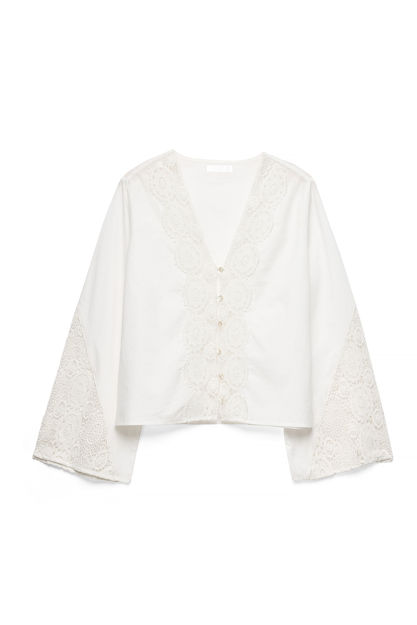 White Anglaise Detail Buttoned Blouse
