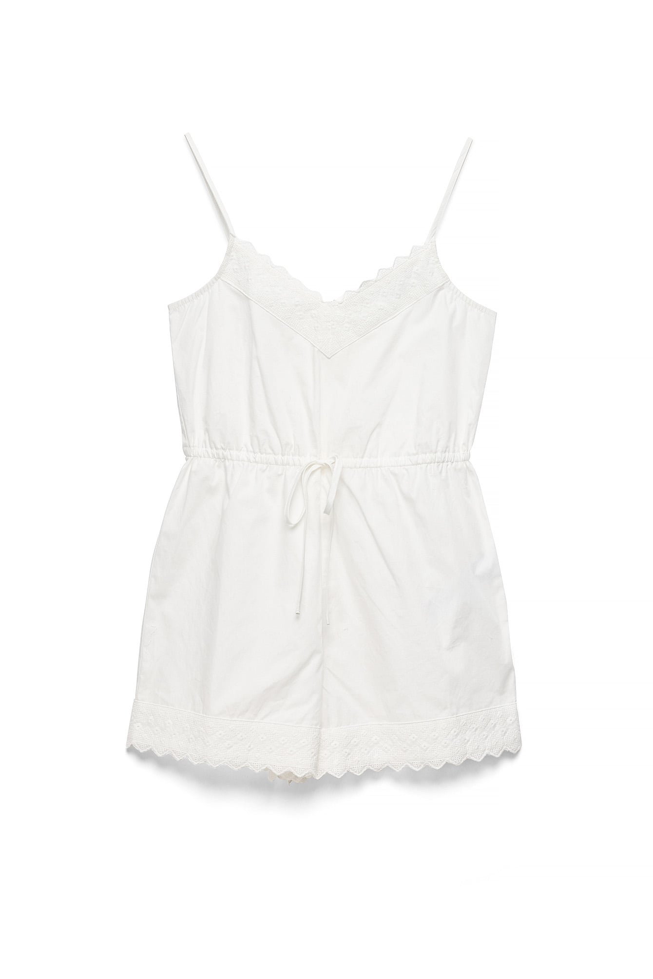 White Anglaise Detail Mini Jumpsuit