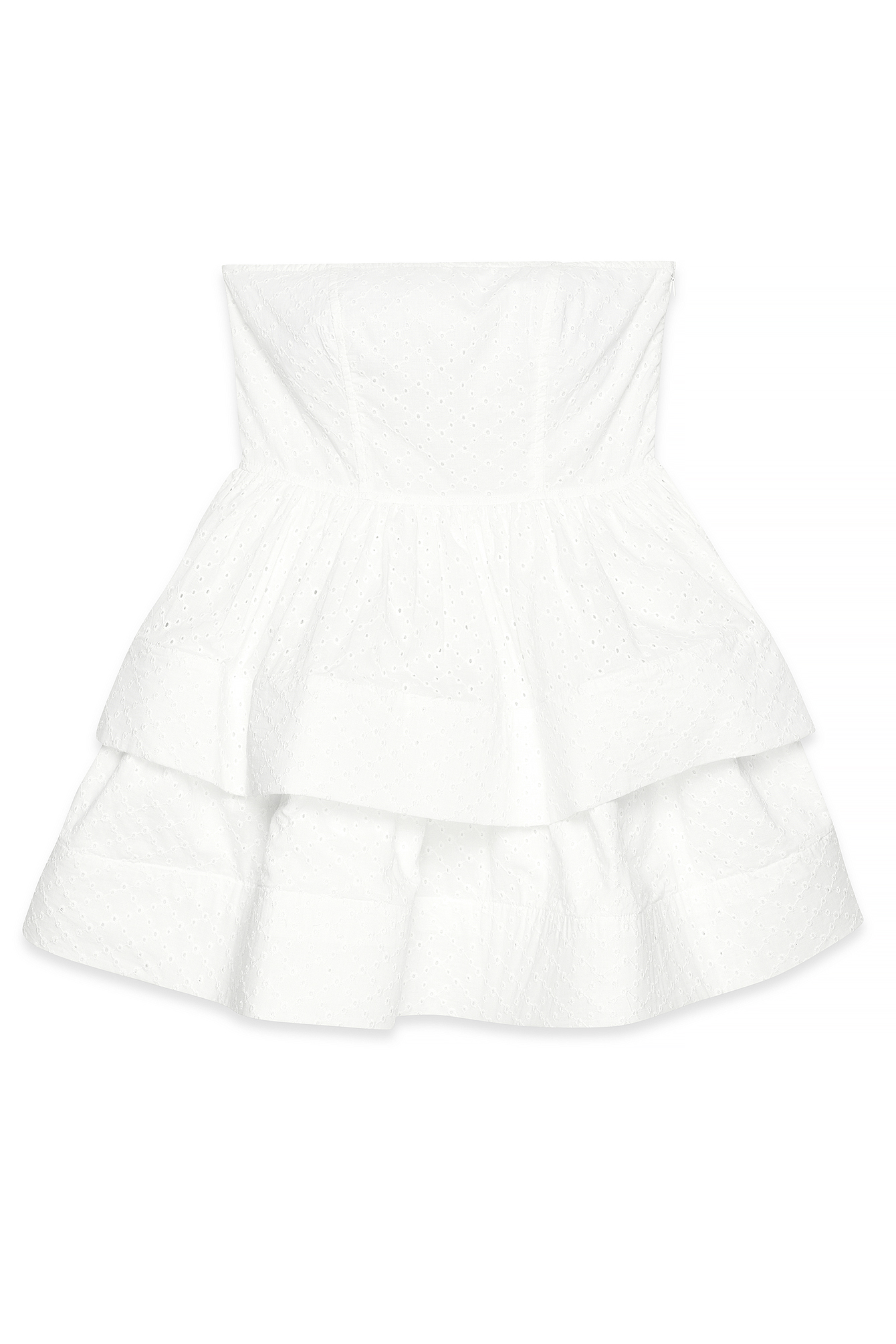 White Anglaise Flounce Mini Dress