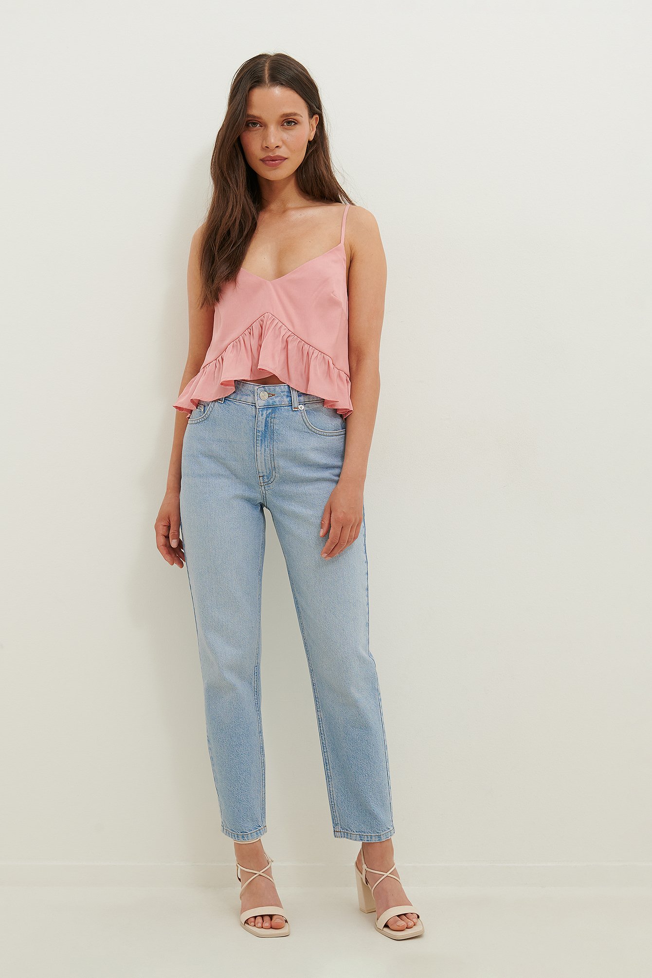 Pink Cropped Frill Top