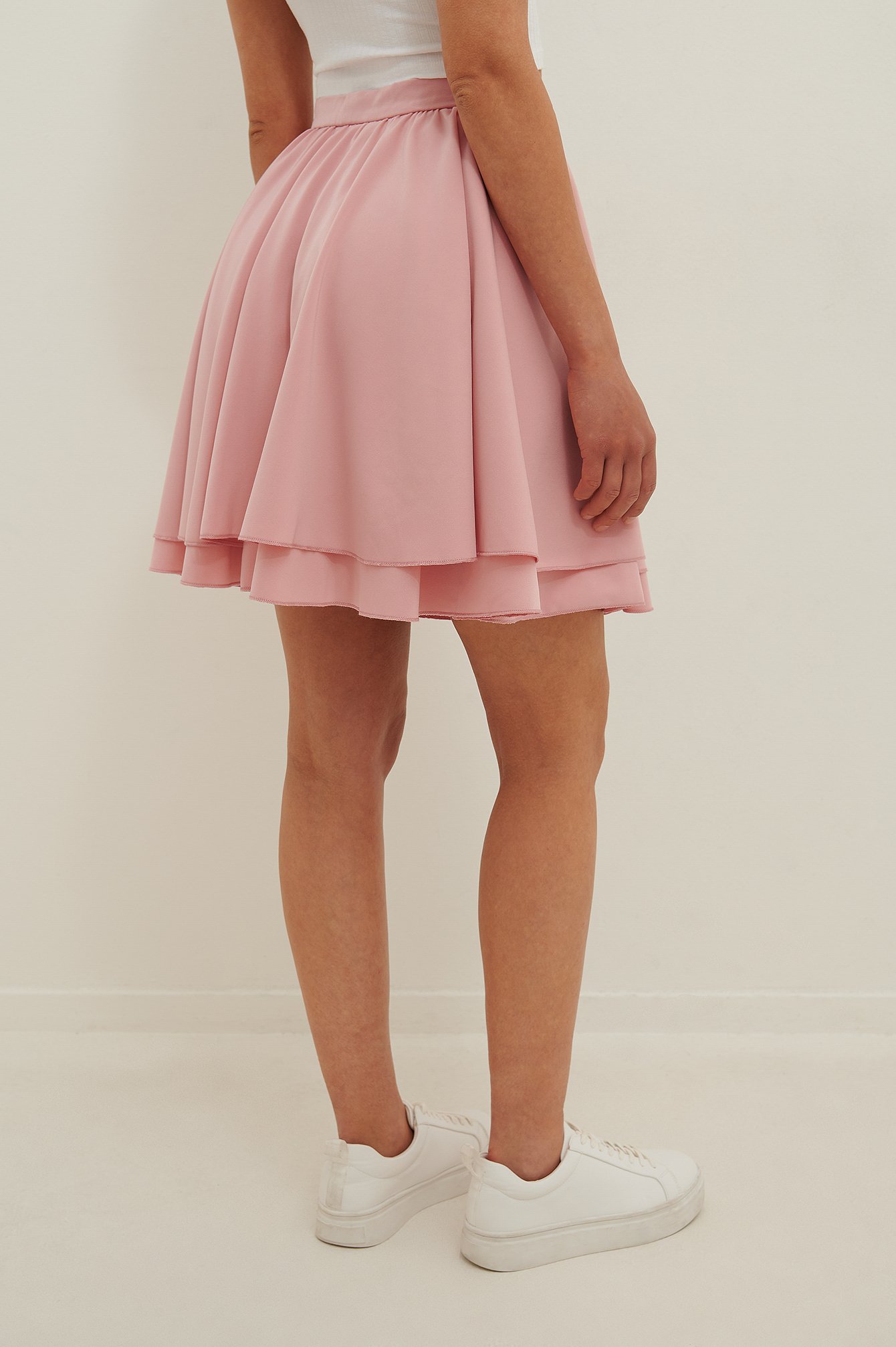 Pink Flounce Mini Skirt