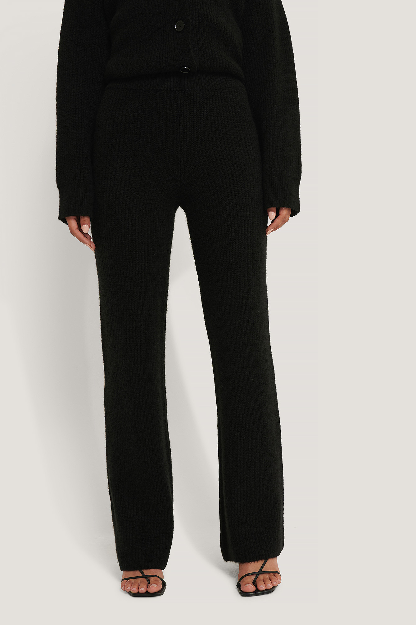 Pantalón De Punto High Waist Negro | na-kd.com