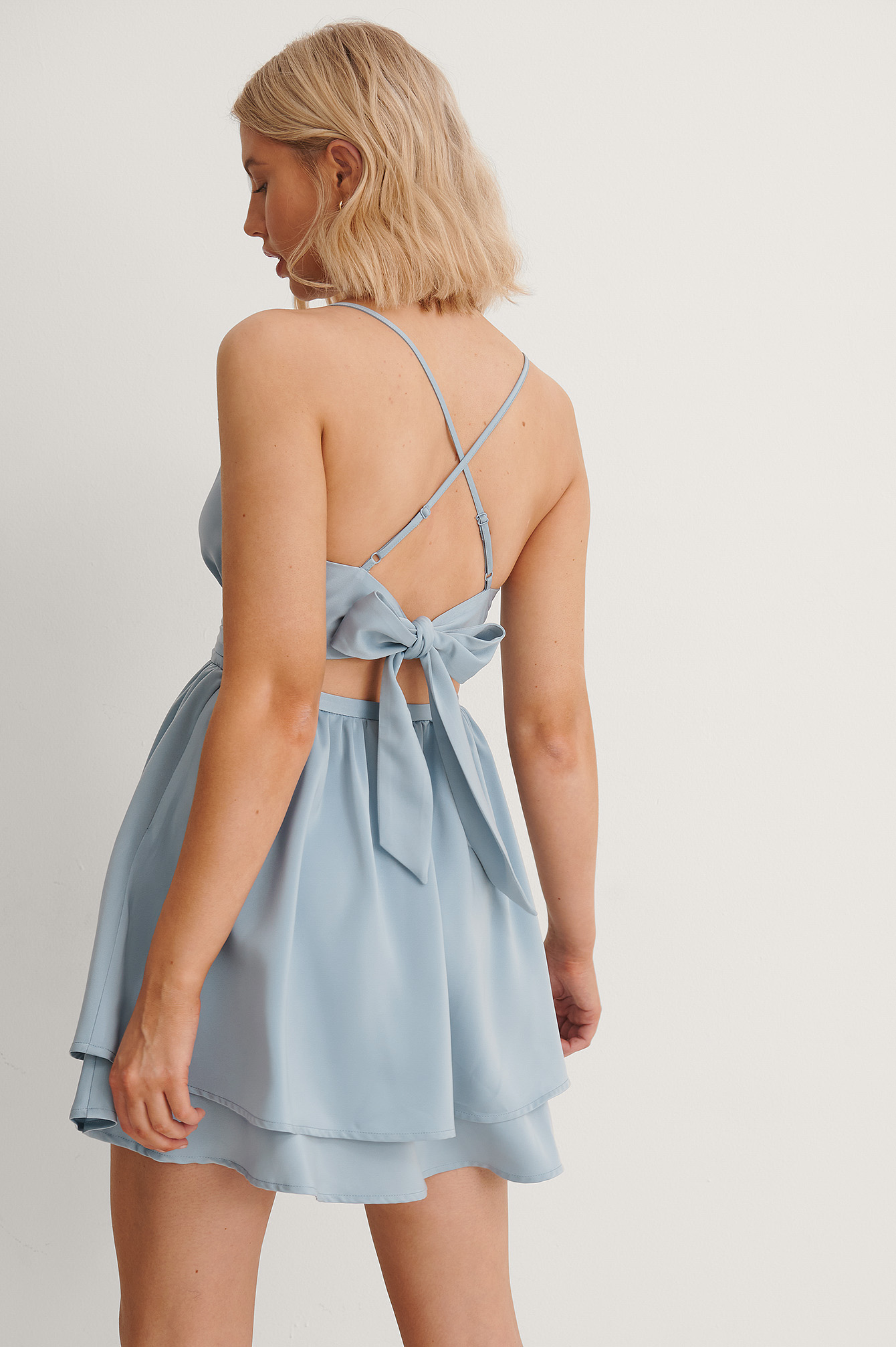 Anika Teller X Na-kd Tied Back Mini Dress - Blue