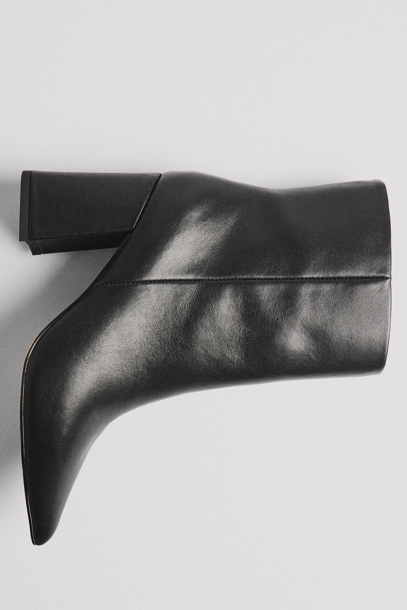 Black Leather & Shearling Ankle Boot