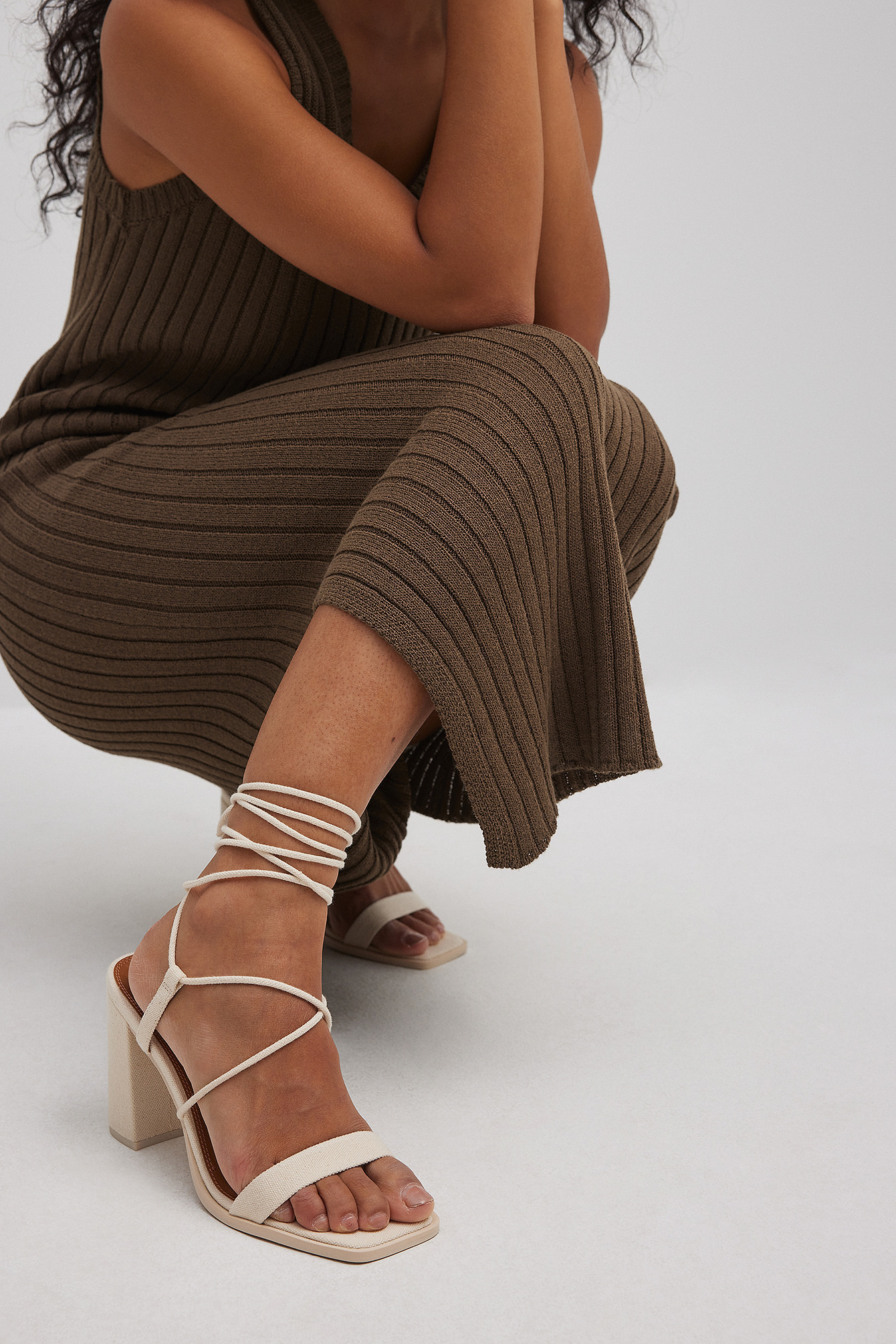 Ankle Strap Block Heels Offwhite | NA-KD