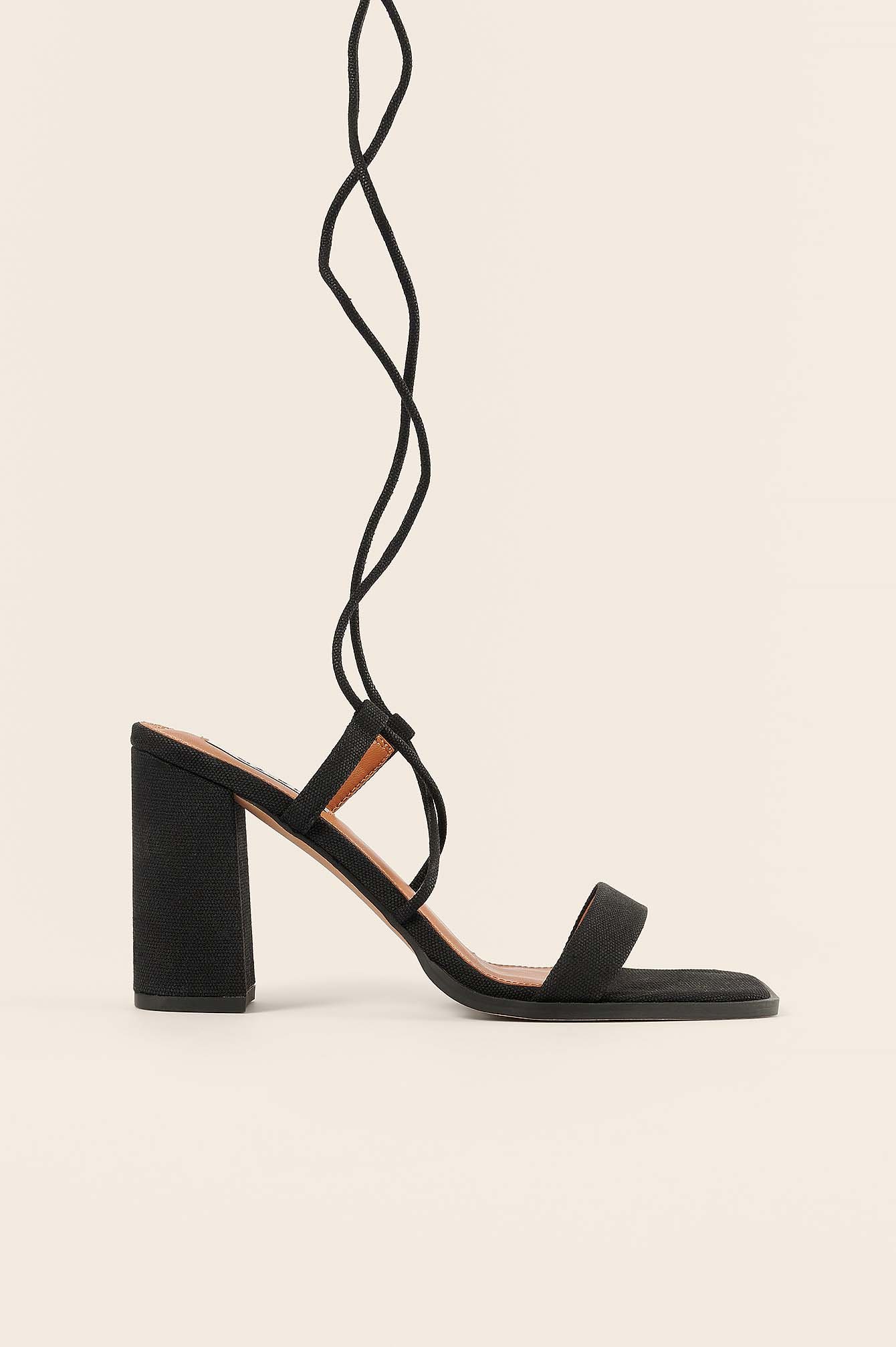 Ankle Strap Block Heels Black NAKD