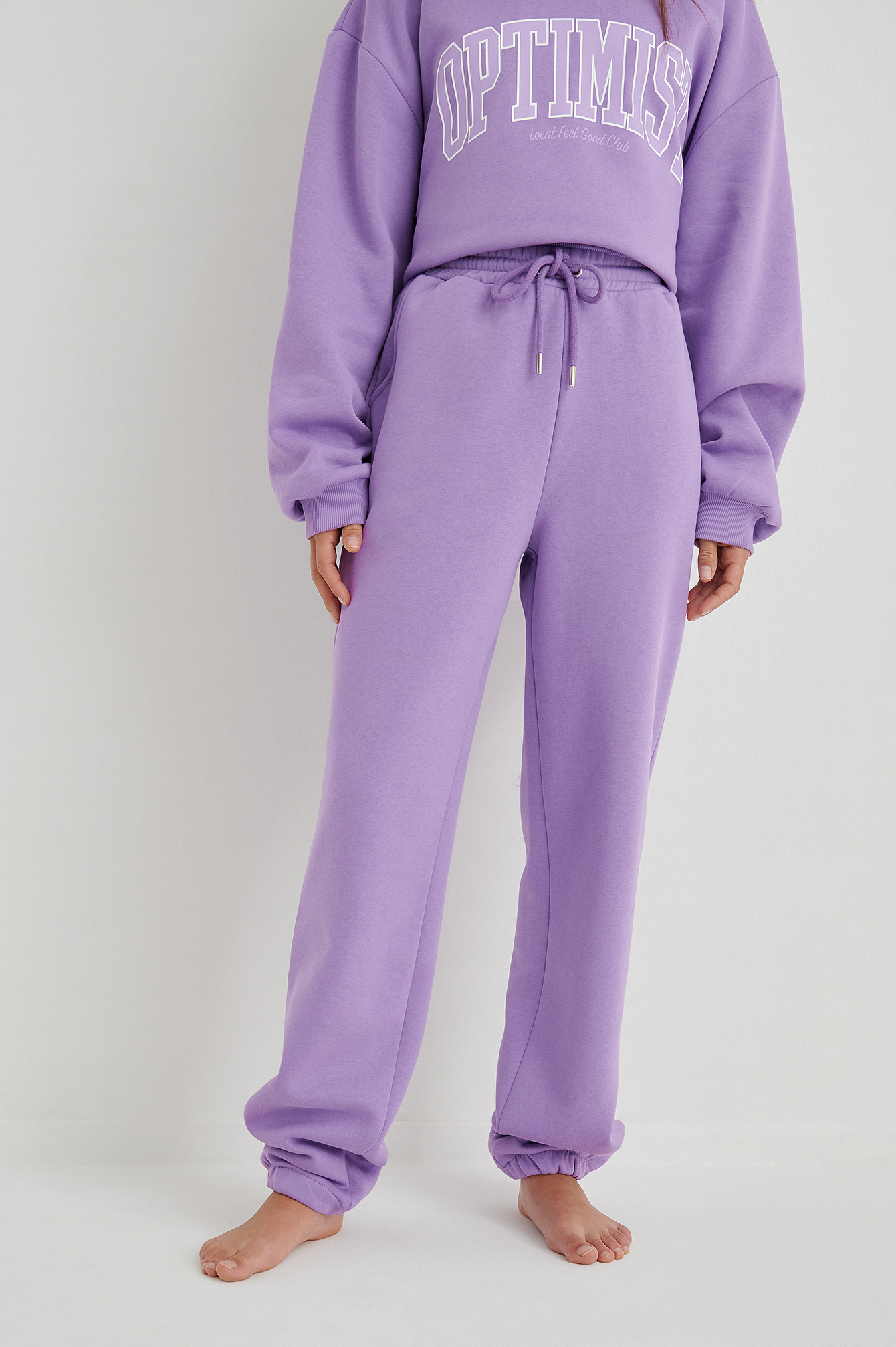 Purple Basic Drawstring Sweatpants