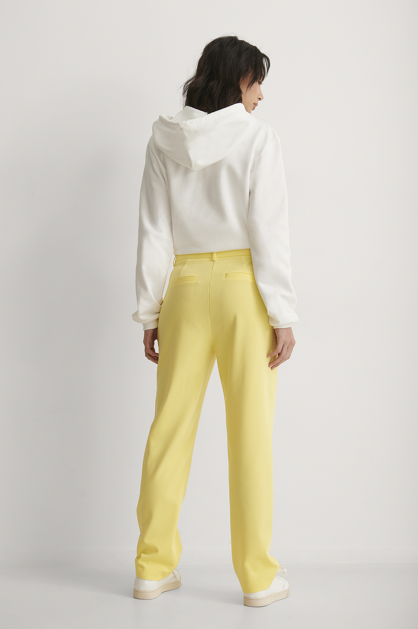 High Waist Straight Fit Trousers Yellow 