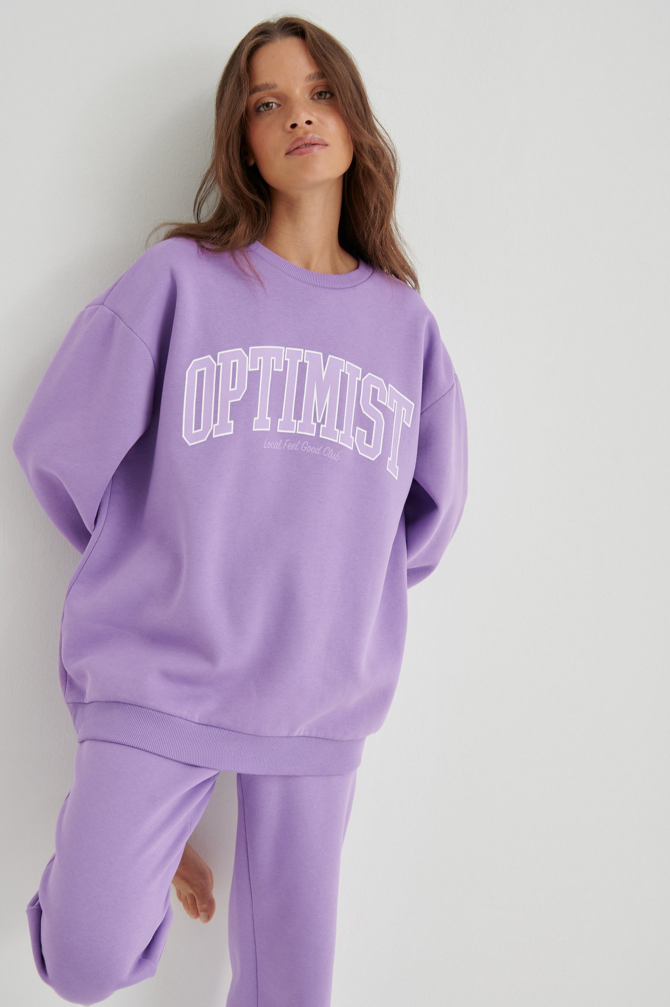 Purple Oversized Printed Sweater