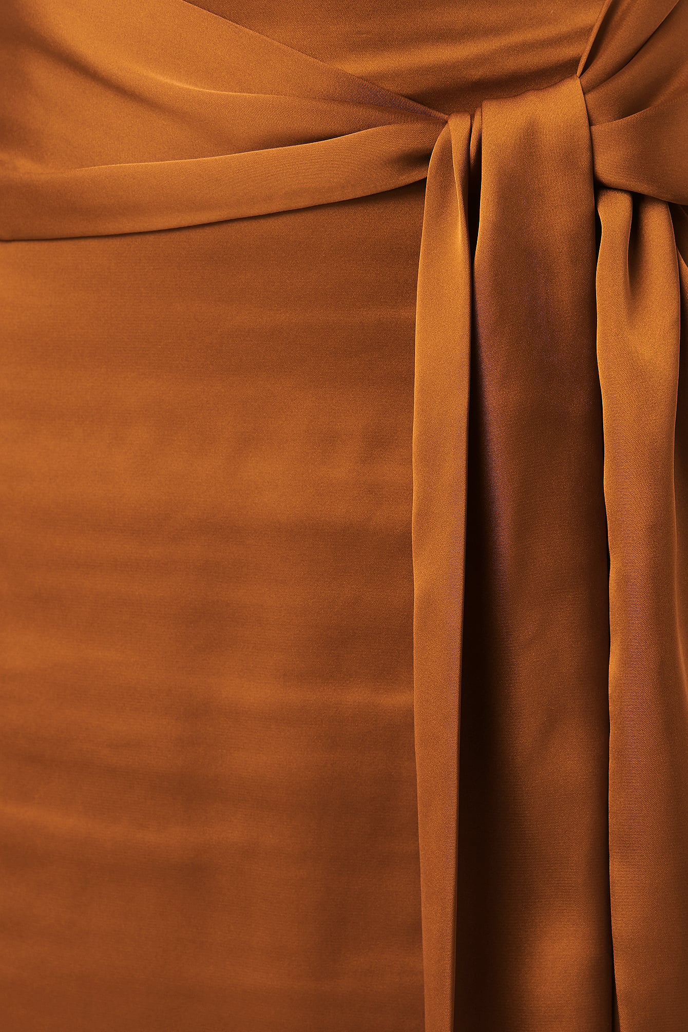 ANNA SKURA X NA-KD TIE WAIST SATIN SKIRT - ORANGE