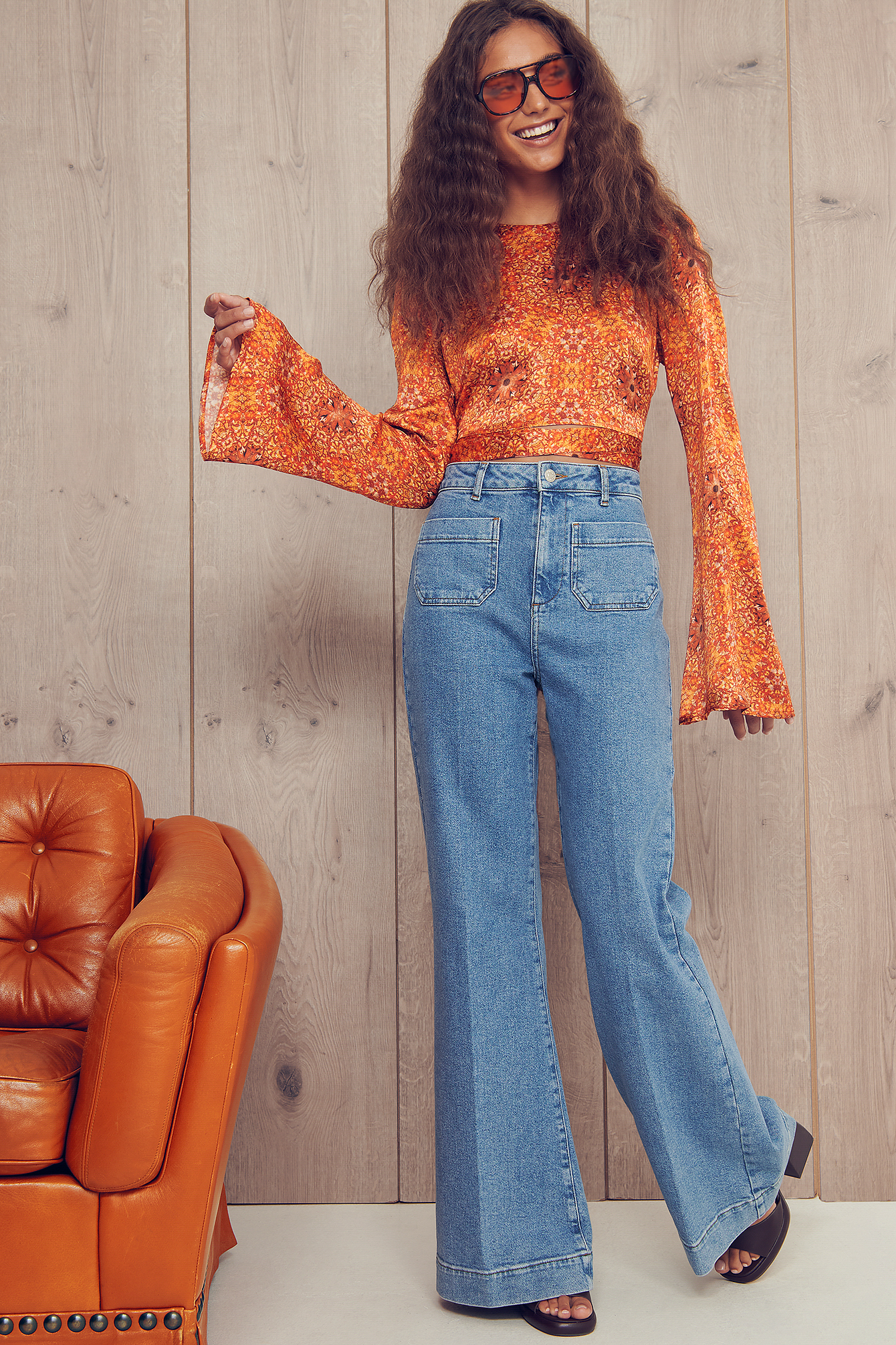 Open Back Blouse Orange | na-kd.com