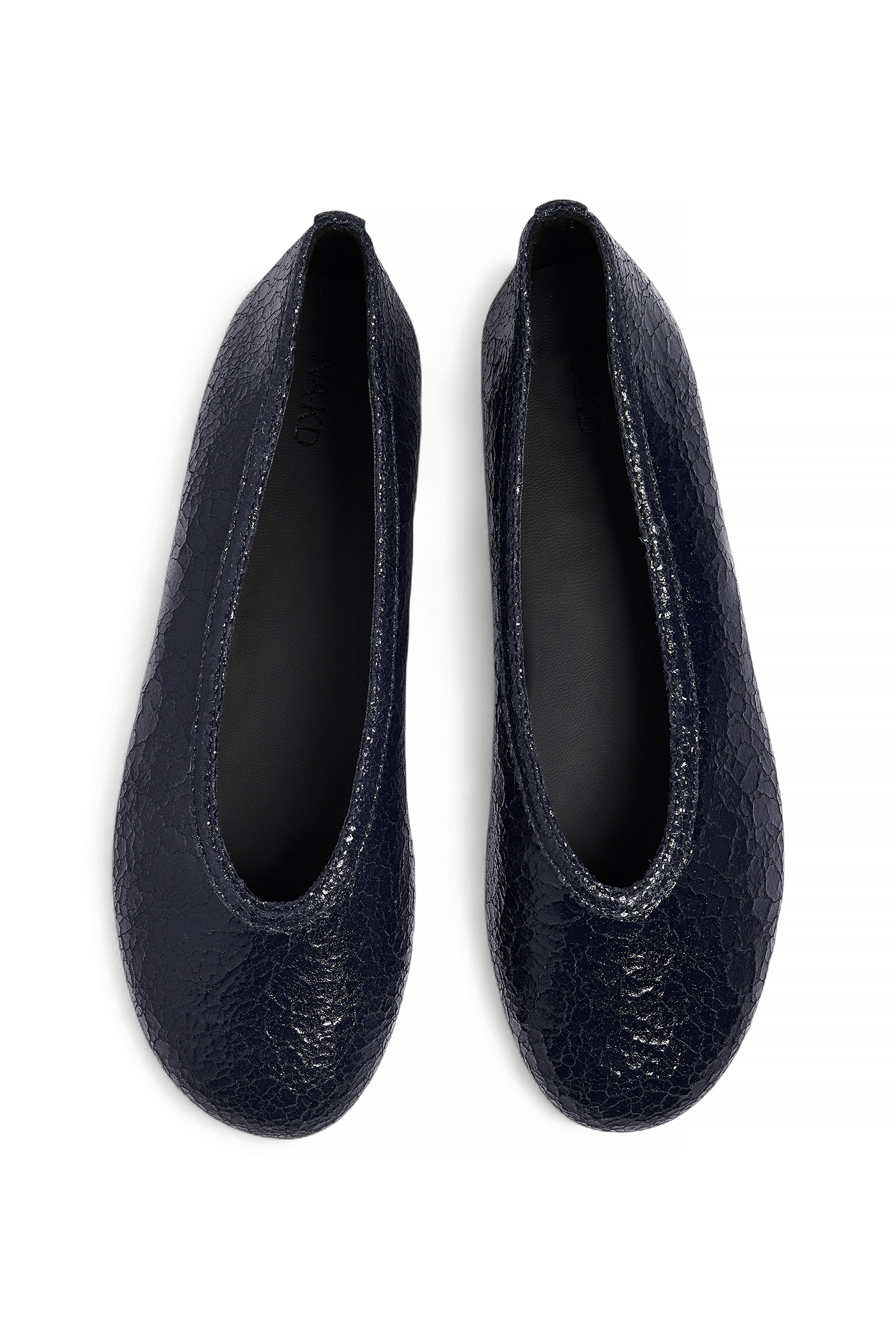 Navy Structured Leather Ballerinas