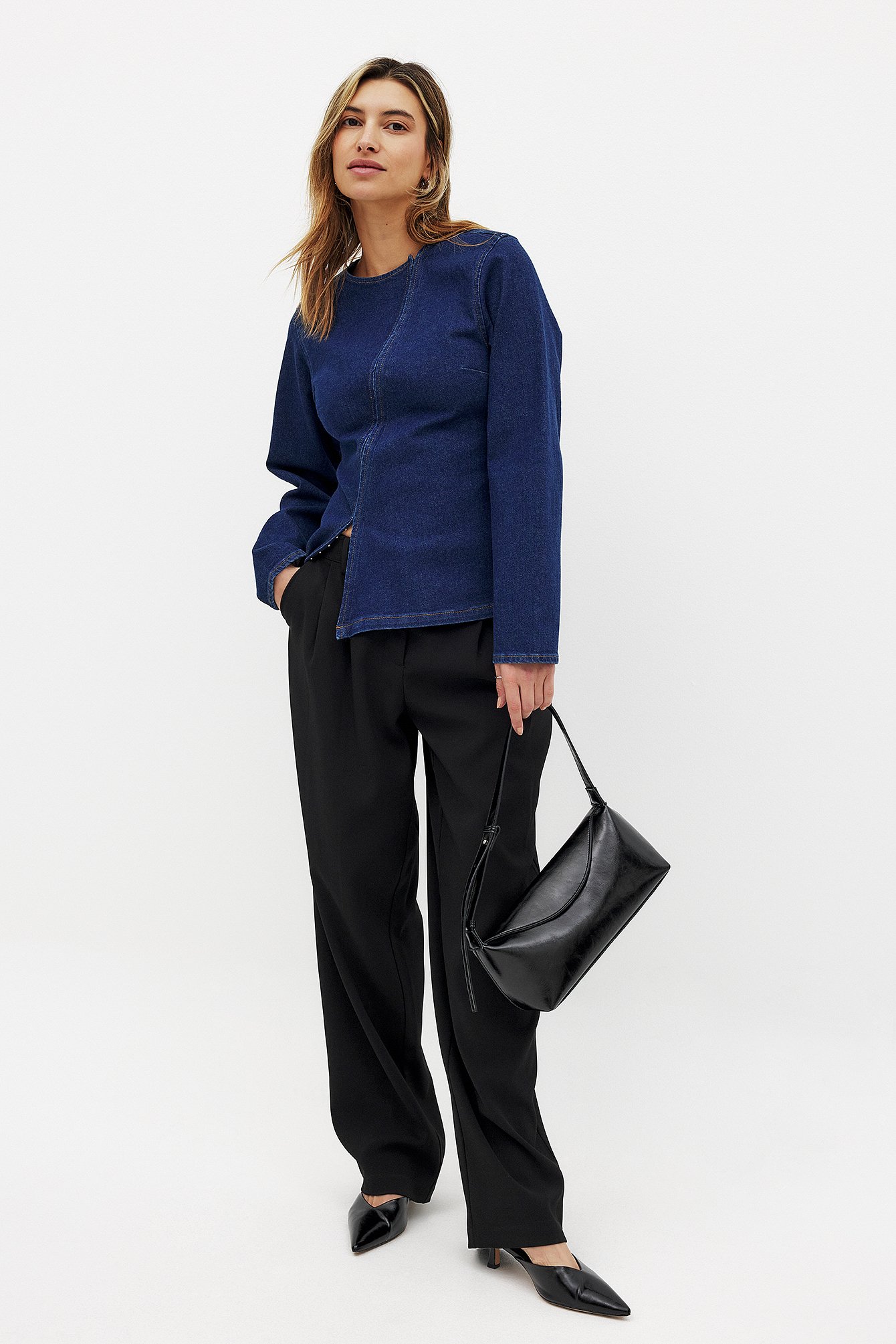 NA-KD - Asymmetrisk skjorte i denim - Jeansskjorter - Blå - EU 34 - NA-KD / NAKD