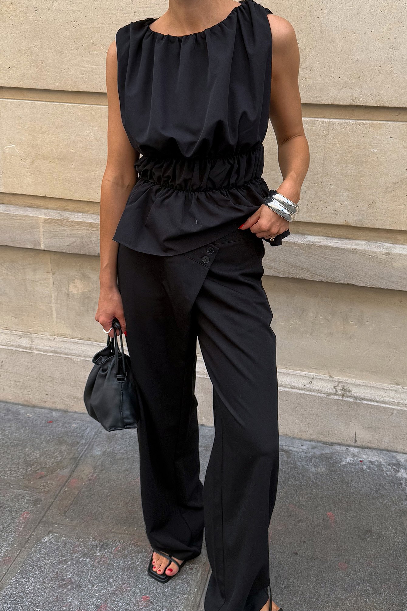 Asymmetric suit pants