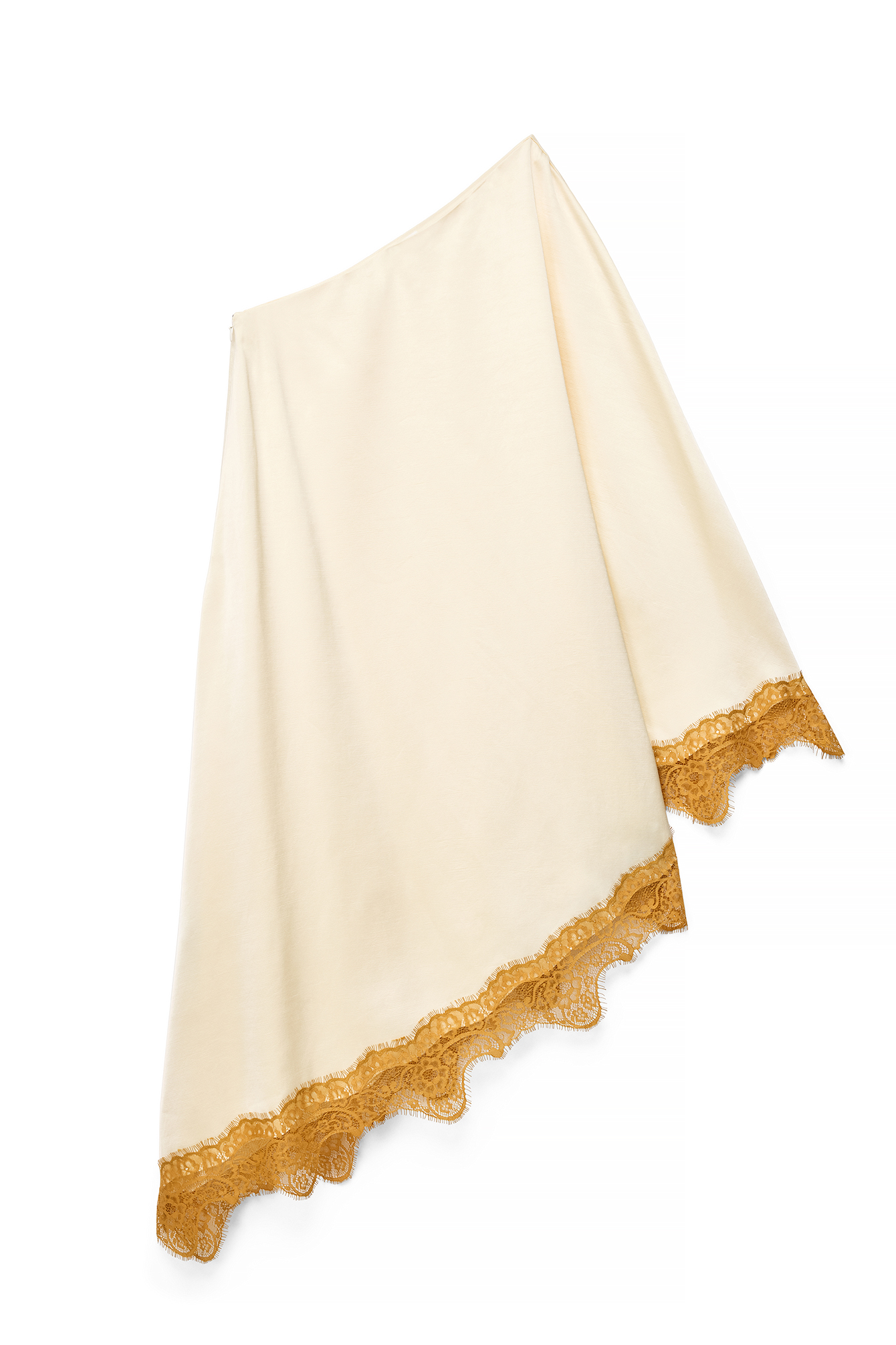 Light Yellow Asymmetric Lace Edge Dress