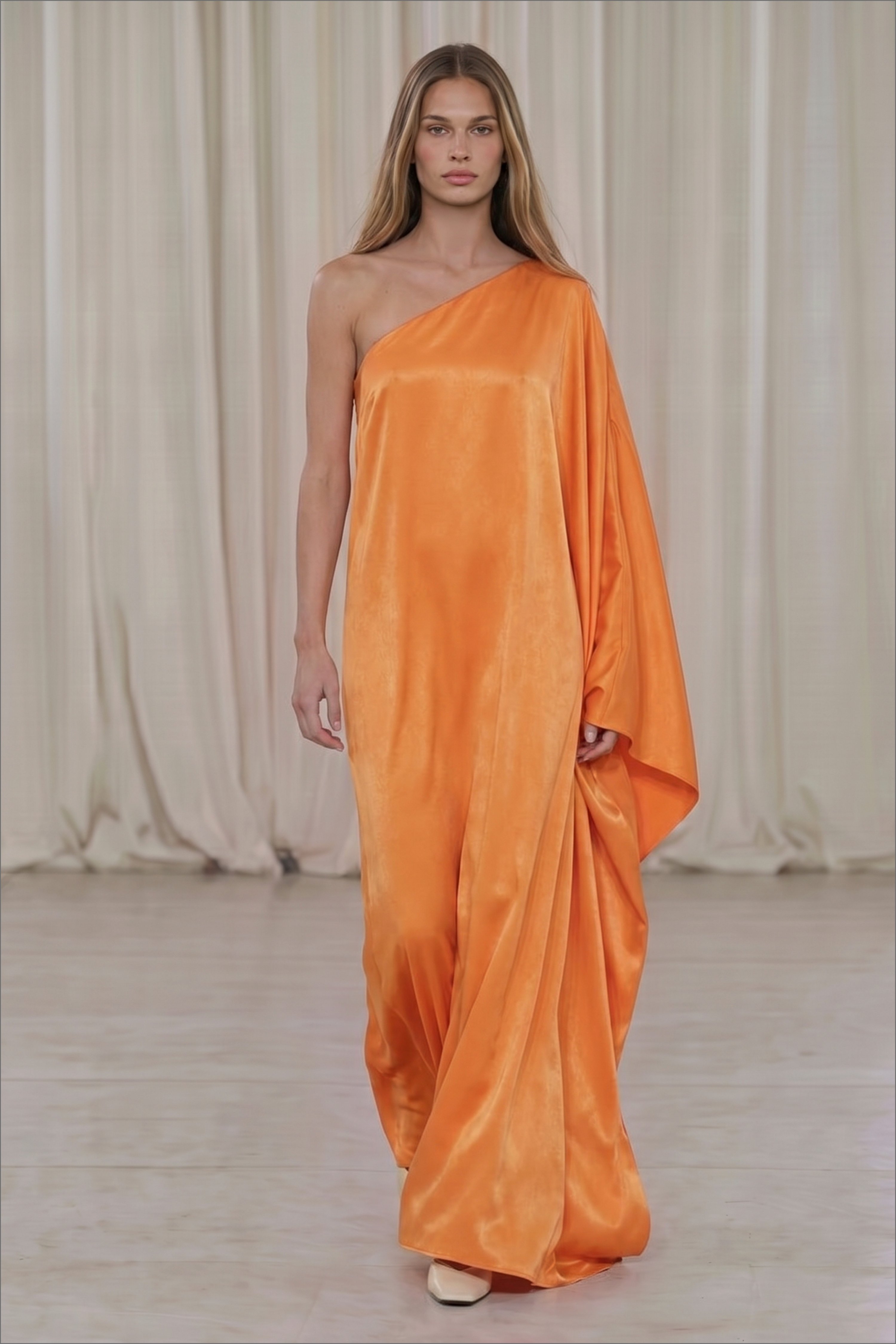 Midi-jurk met asymmetrische halslijn - Kaftans - Oranje - EU 32 - NA-KD / NAKD