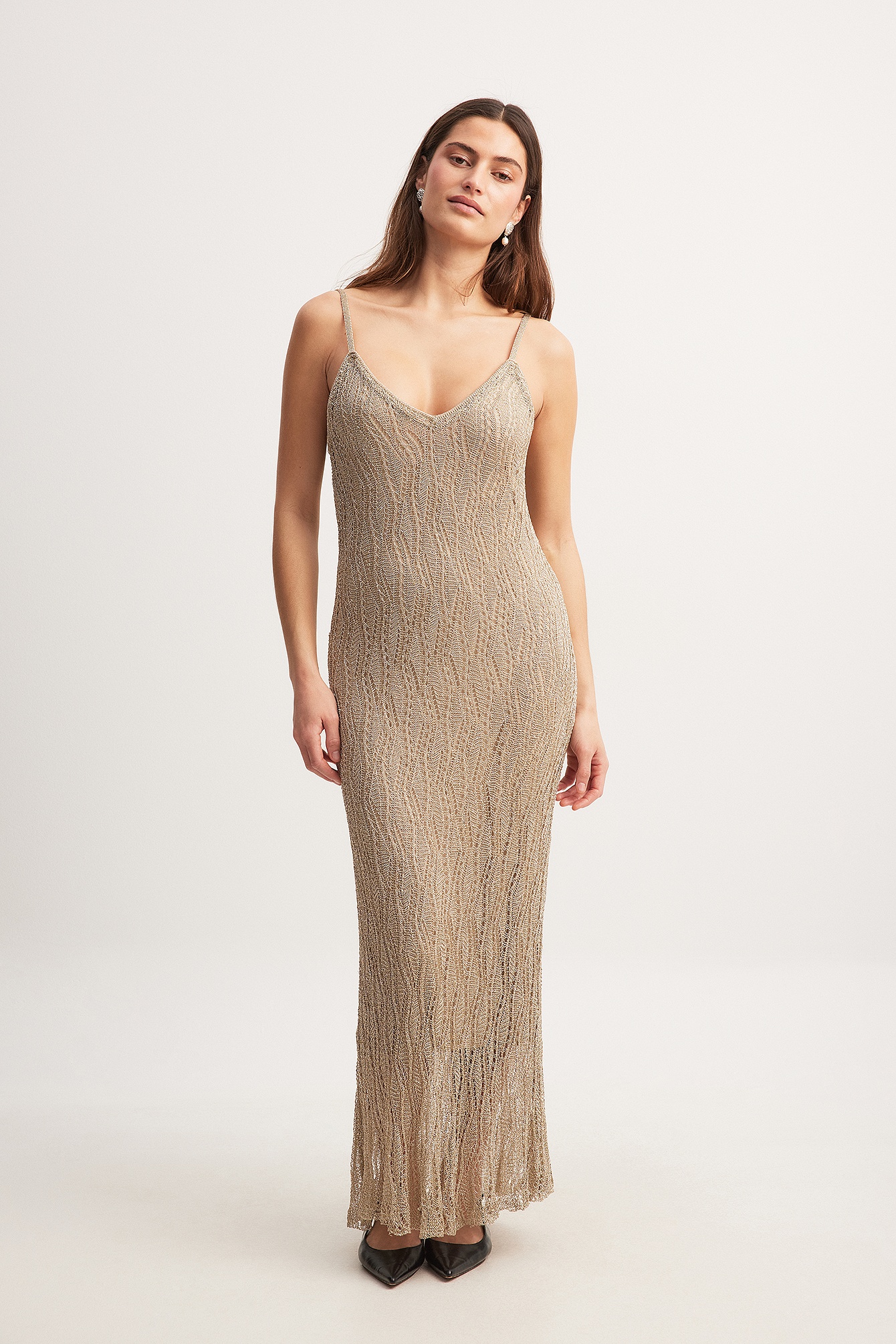 Back Detail Knitted Midi Dress Beige | NA-KD Back Detail Knitted Midi Dress Beige | NA-KD