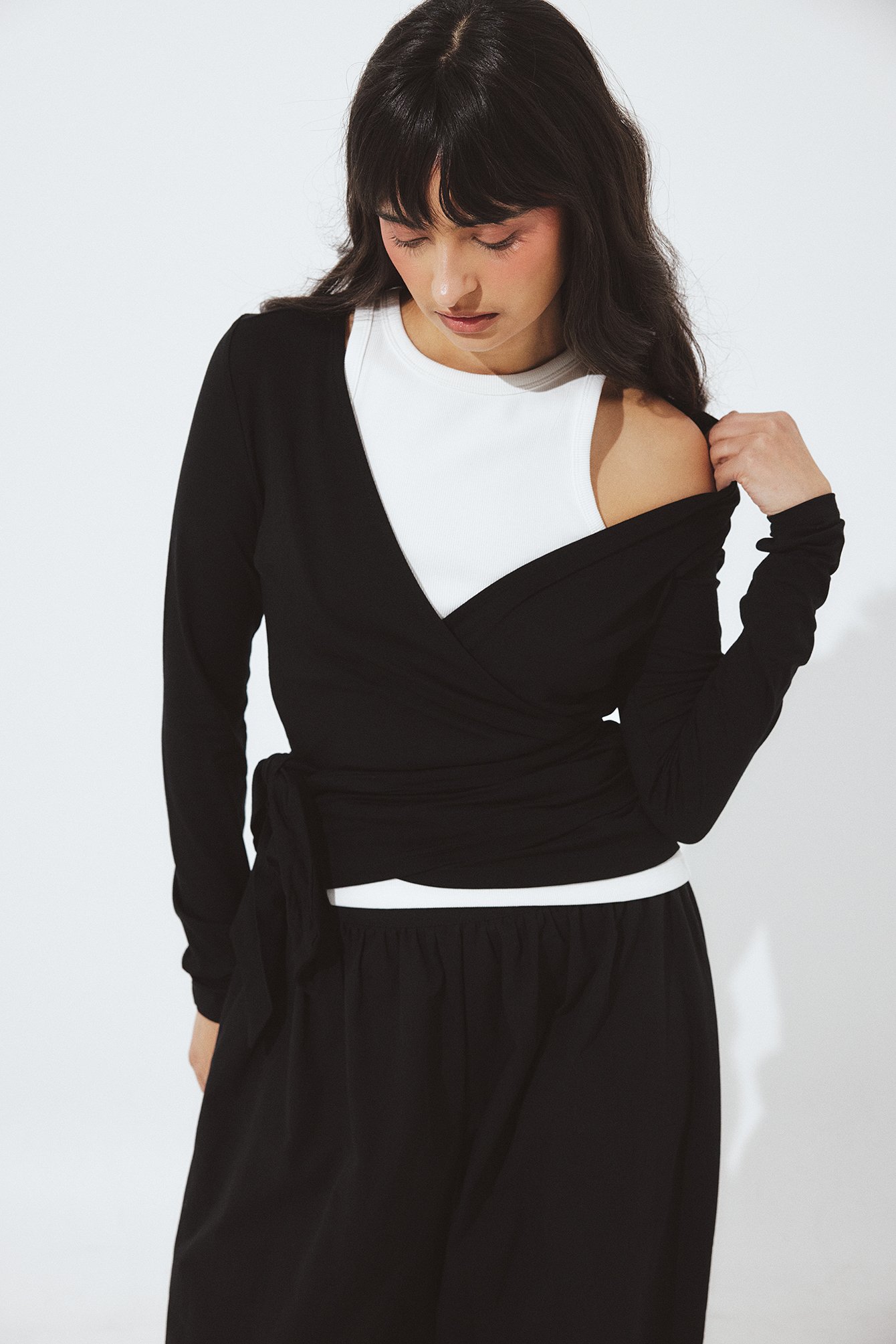 NA-KD Ballet Wrap Top - Wrap Tops - Black - XL (EU 46) - NA-KD / NAKD