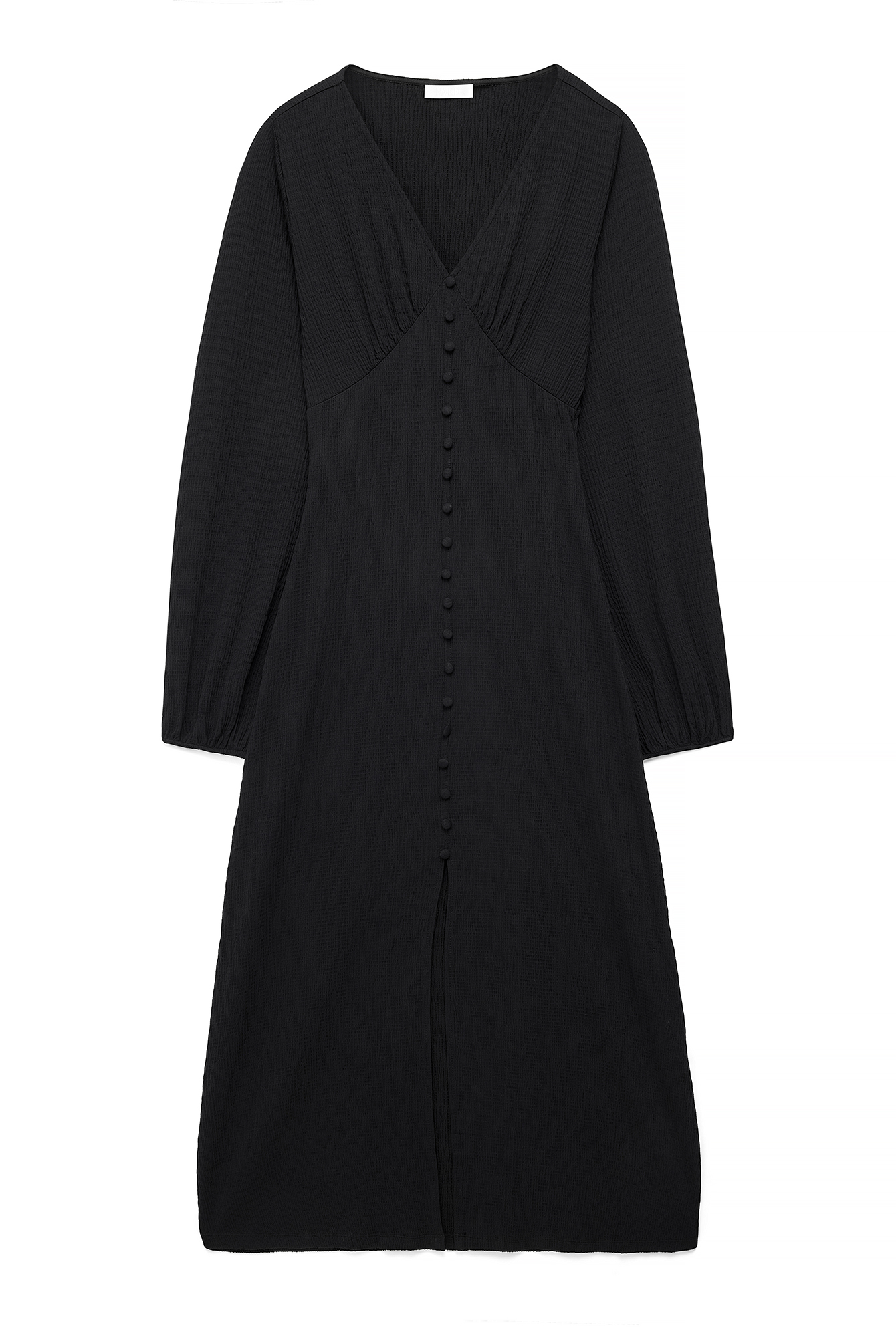 Black Balloon Sleeve Button Maxi Dress