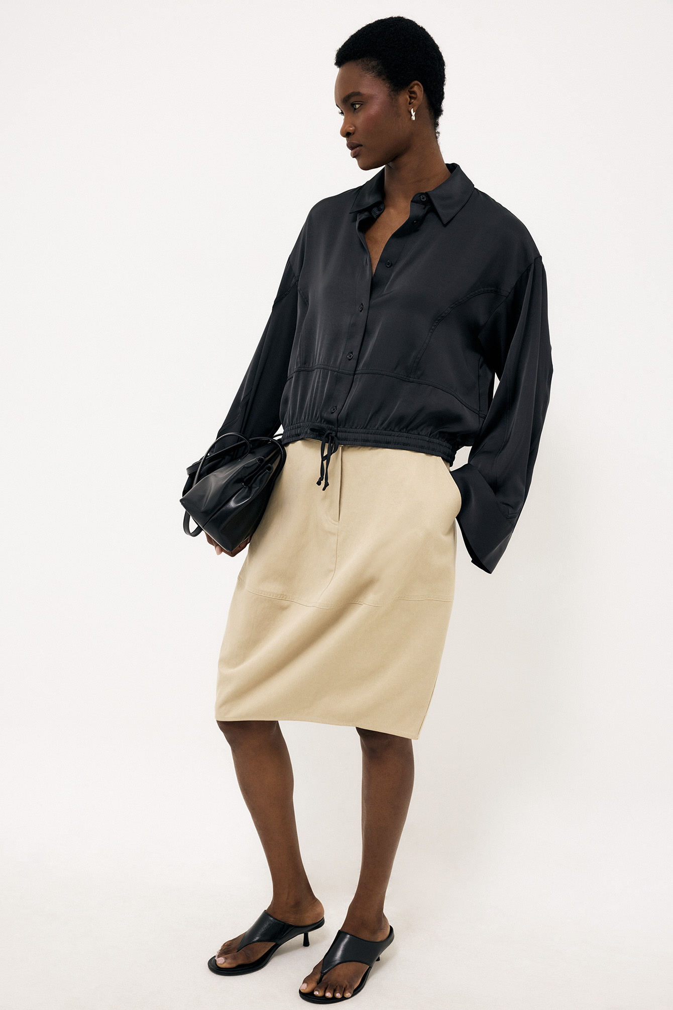 Balloon Knee Length Skirt Beige | NA-KD
