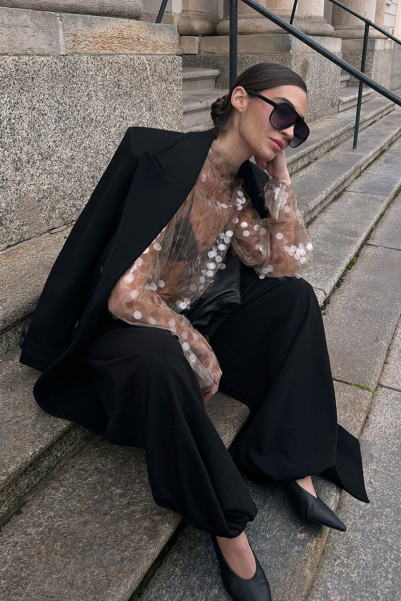 NA-KD Pantalon coupe ballon à cordon de serrage - Pantalons à taille haut - Noir - M (EU 38-40) - NA-KD / NAKD