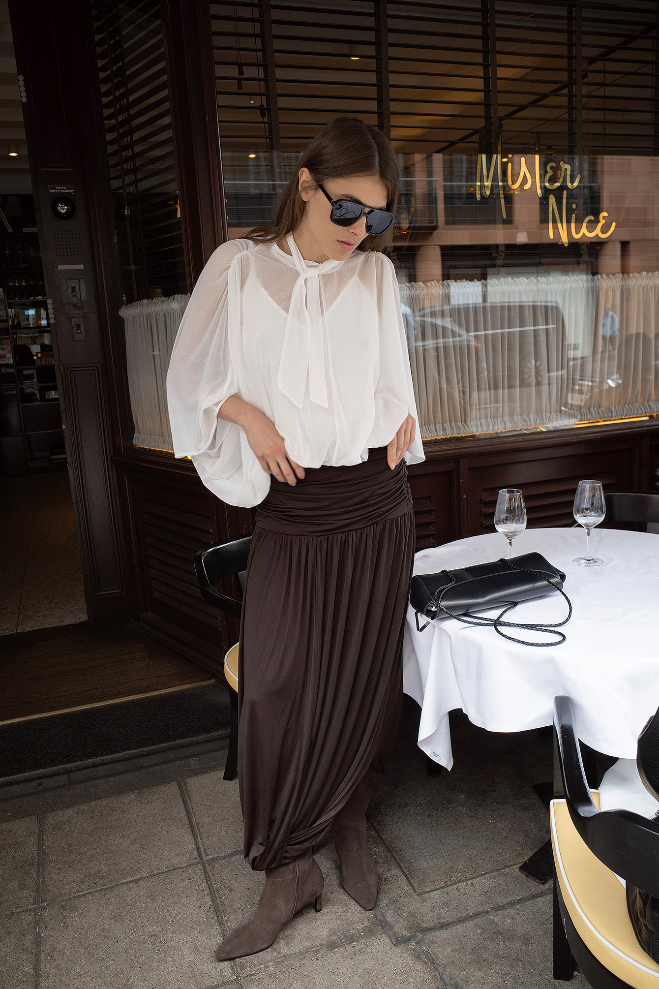 NA-KD Falda midi con dobladillo globo - Faldas midi - Brown - XS (EU 32) - NA-KD / NAKD