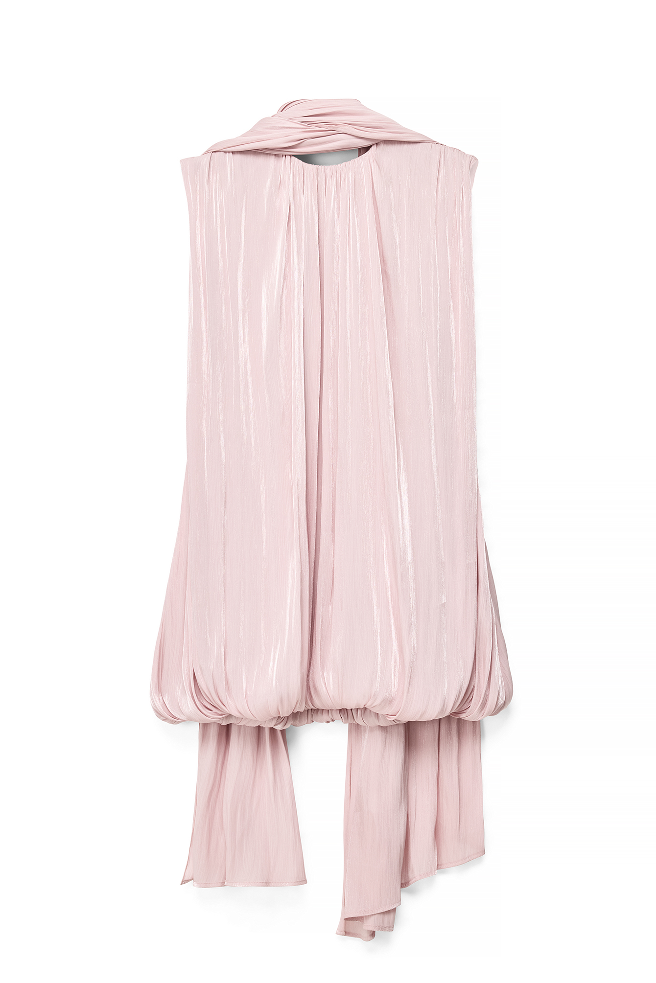 Light Pink Balloon Hem Scarf Detail Mini Dress