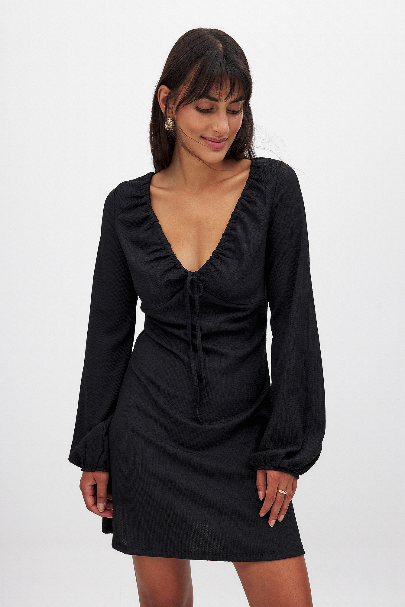 Balloon Sleeve Mini Dress Black | NA-KD Balloon Sleeve Mini Dress Black | NA-KD