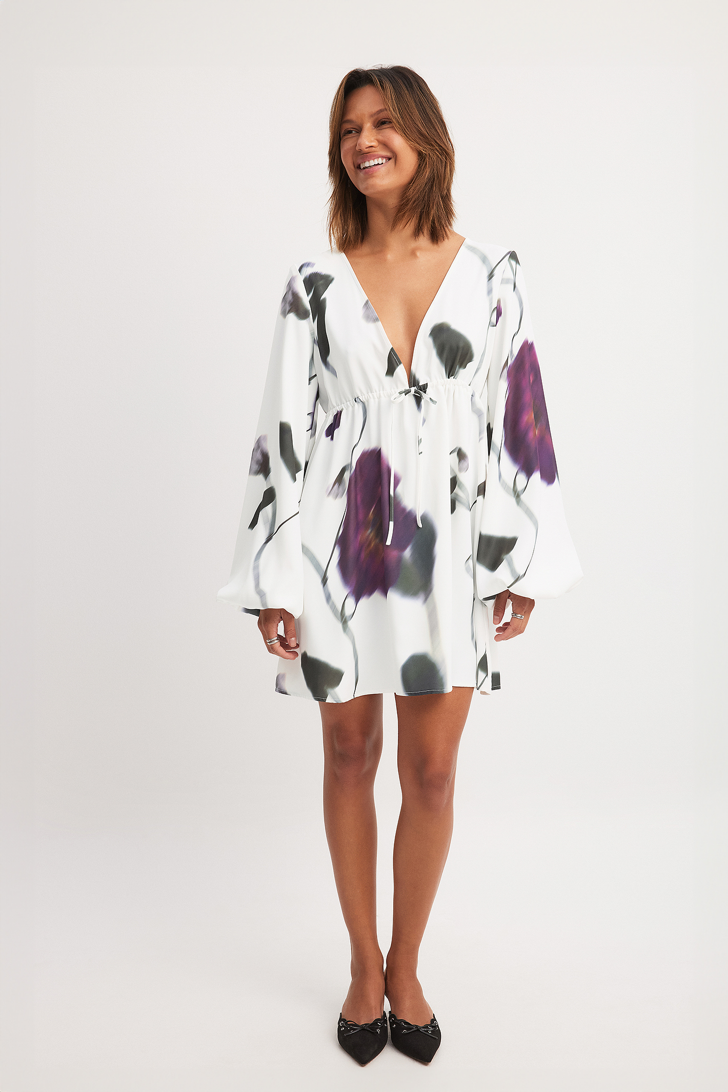 Balloon Sleeve Mini Dress