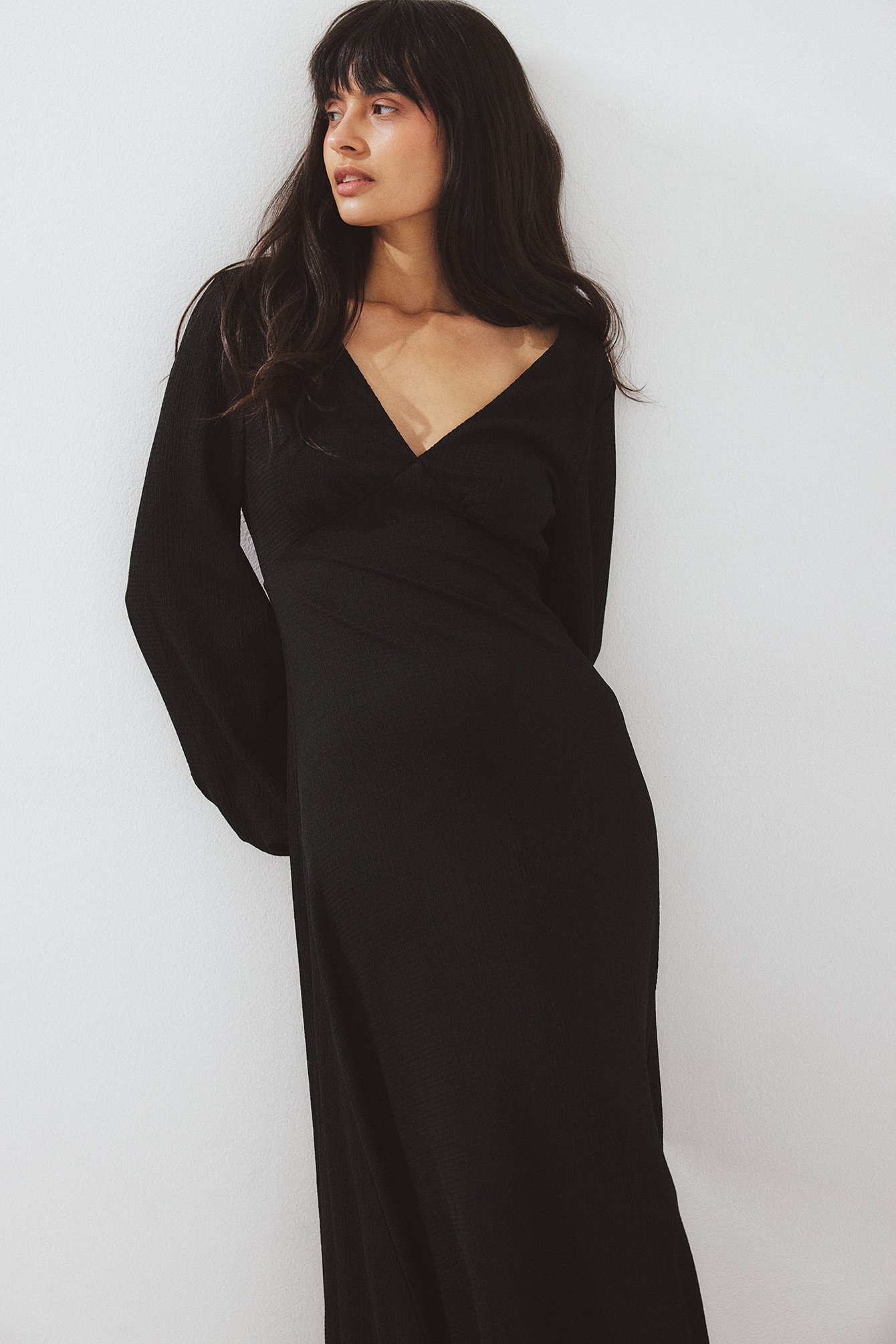 Balloon Sleeve Open Back Maxi Dress Black | NA-KD