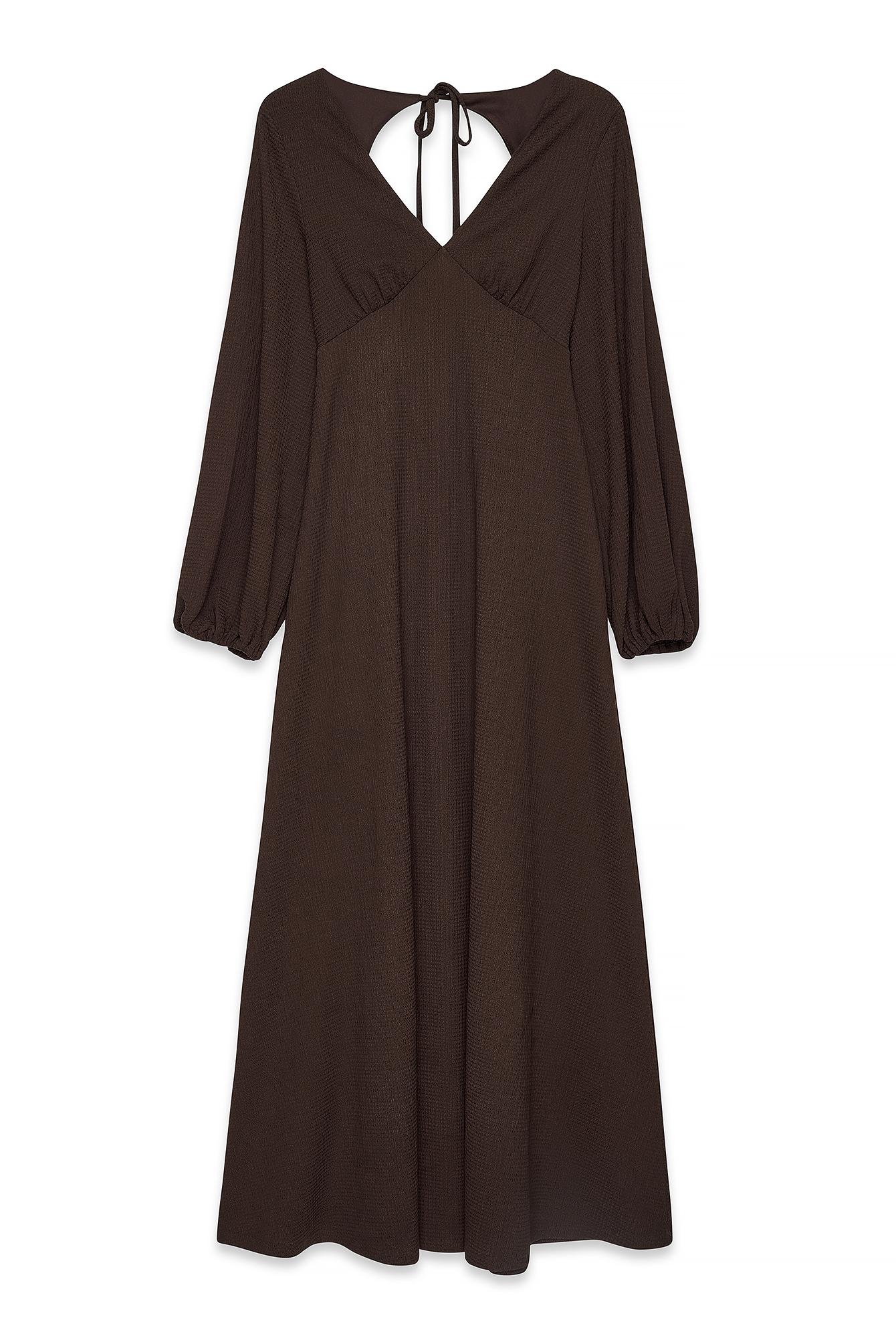 Brown Robe longue à manches bouffantes et dos ouvert