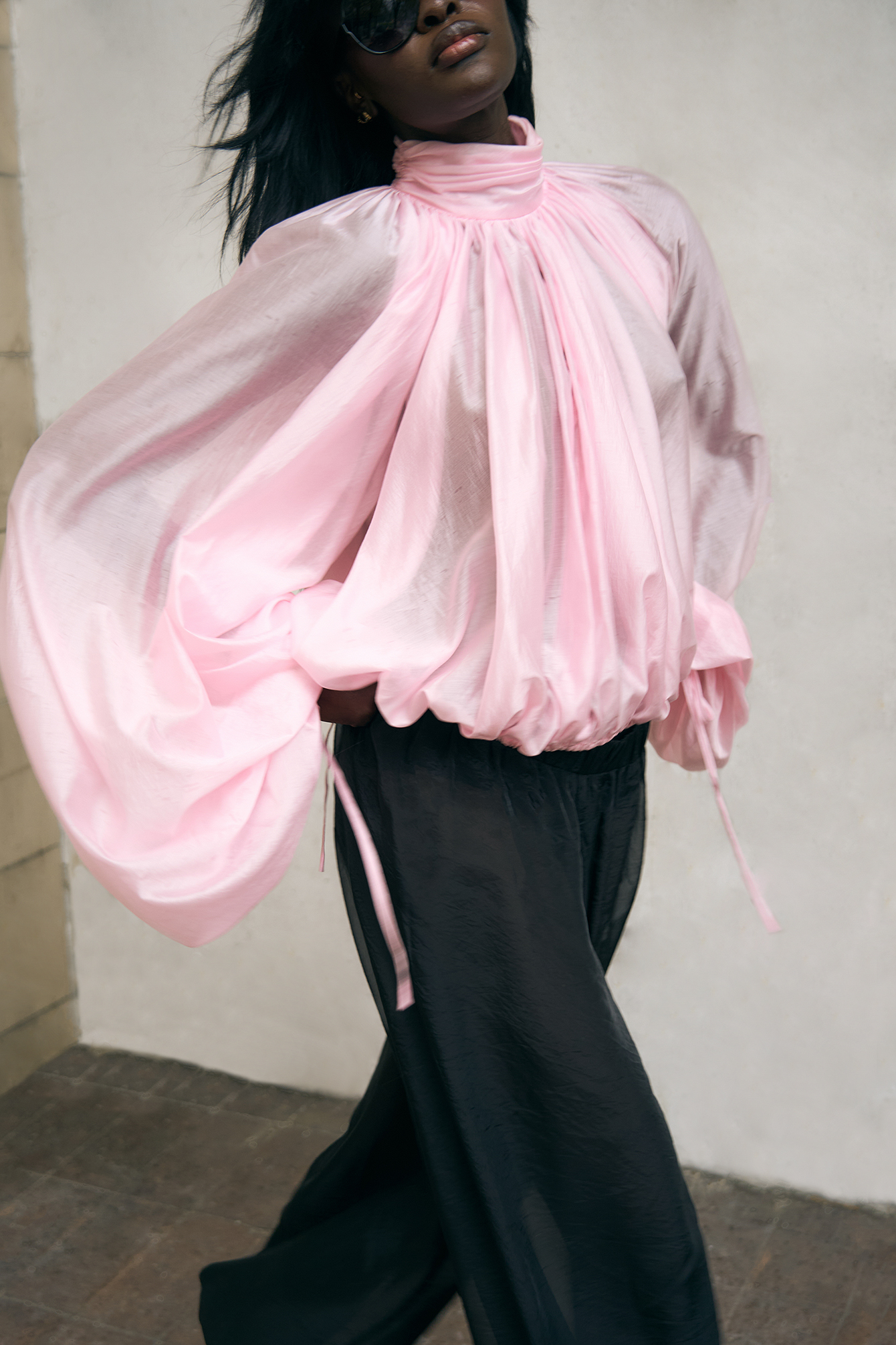 Blouse Voile De Soie Rose épaules Dénudées - Marque Dégriffée, Taille Jusqu'à 42 - Occasion Très Bon état