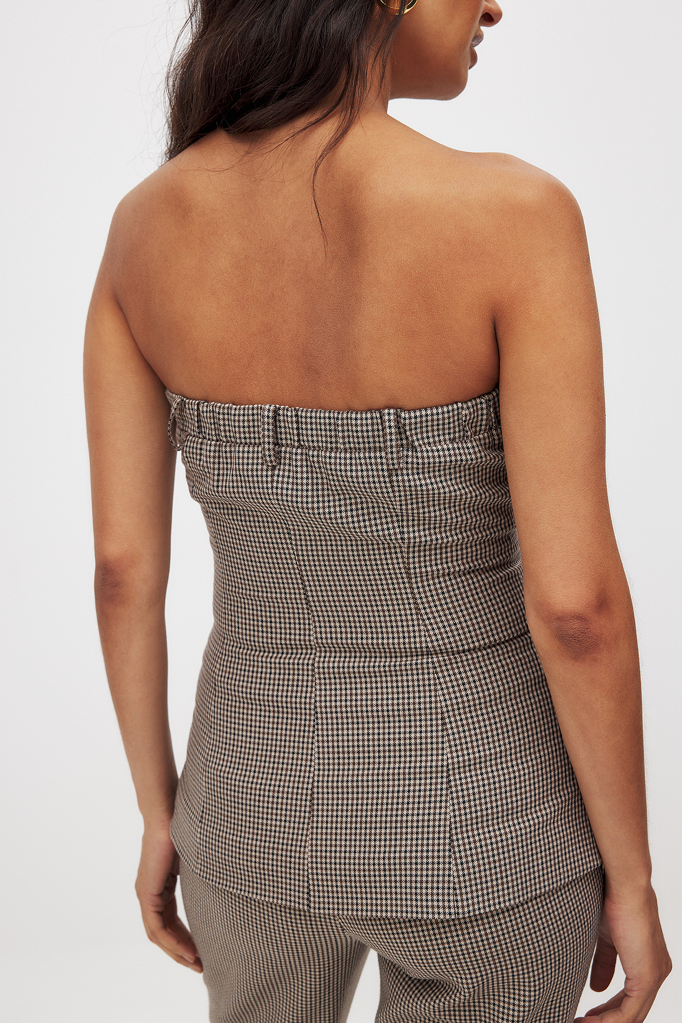NA-KD Bandeau Buttoned Top - Bandeau Tops - Checkered - EU 34 - NA-KD / NAKD