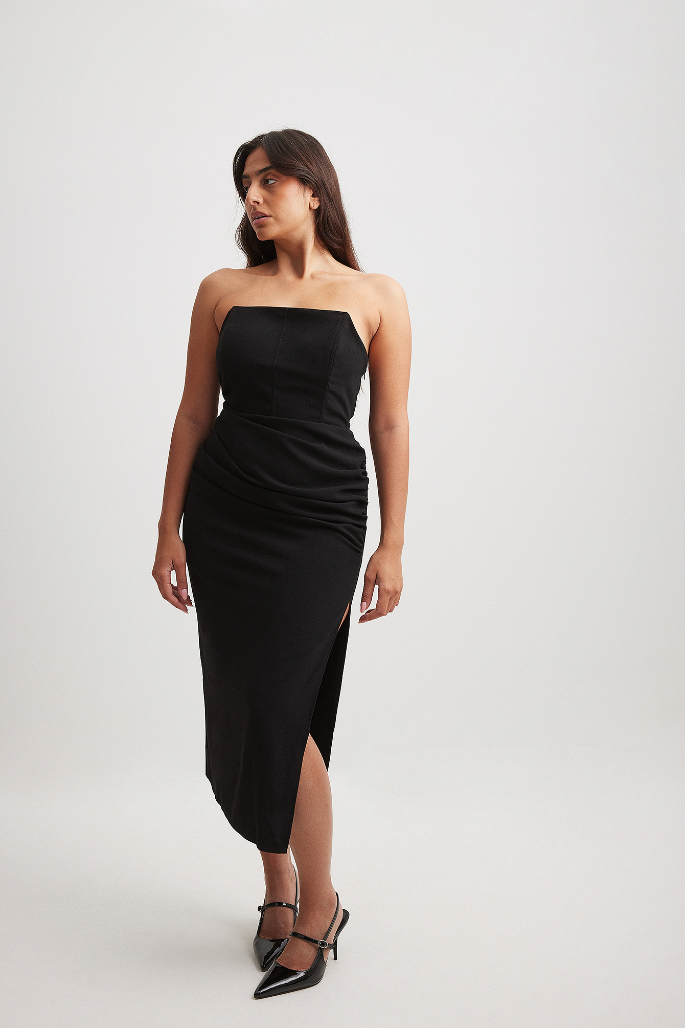 Midi-korsetjurk met bandeau Zwart NA-KD - Main Image