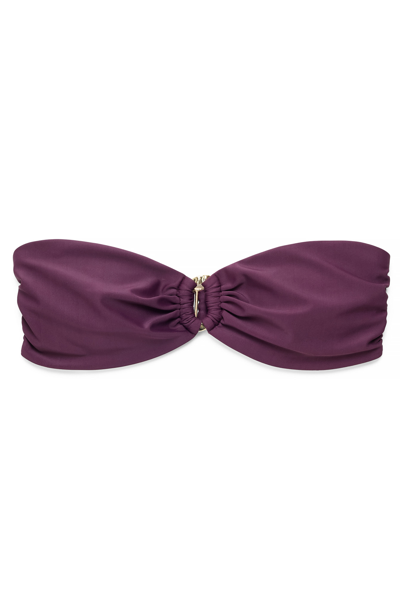 Dark Plum Bandeau Ring Detail Bikini Top