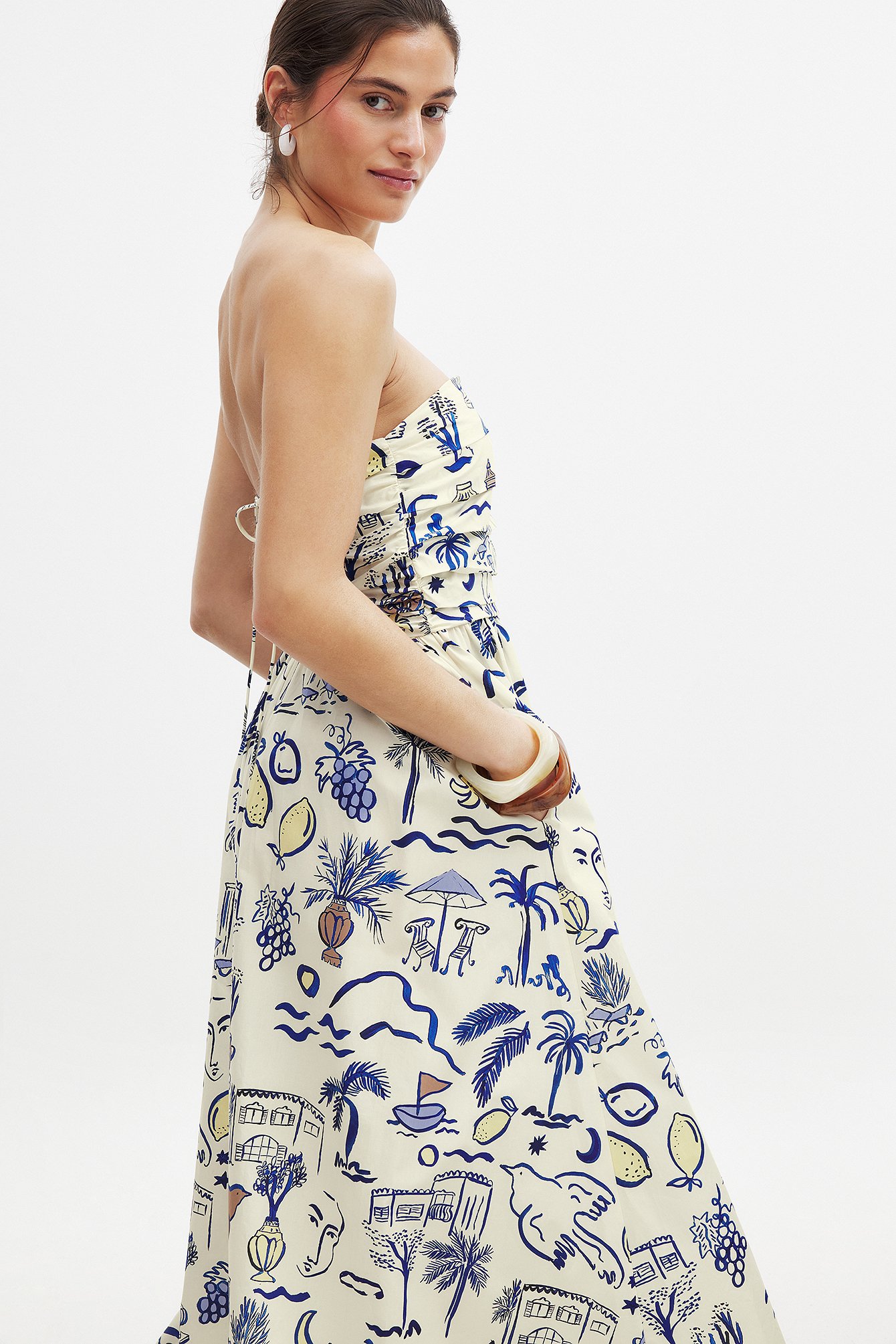 Karolina Kling x NA-KD Bandeau jurk met strik op de rug - Strapless jurk - Multicolor - EU 32 - NA-KD / NAKD