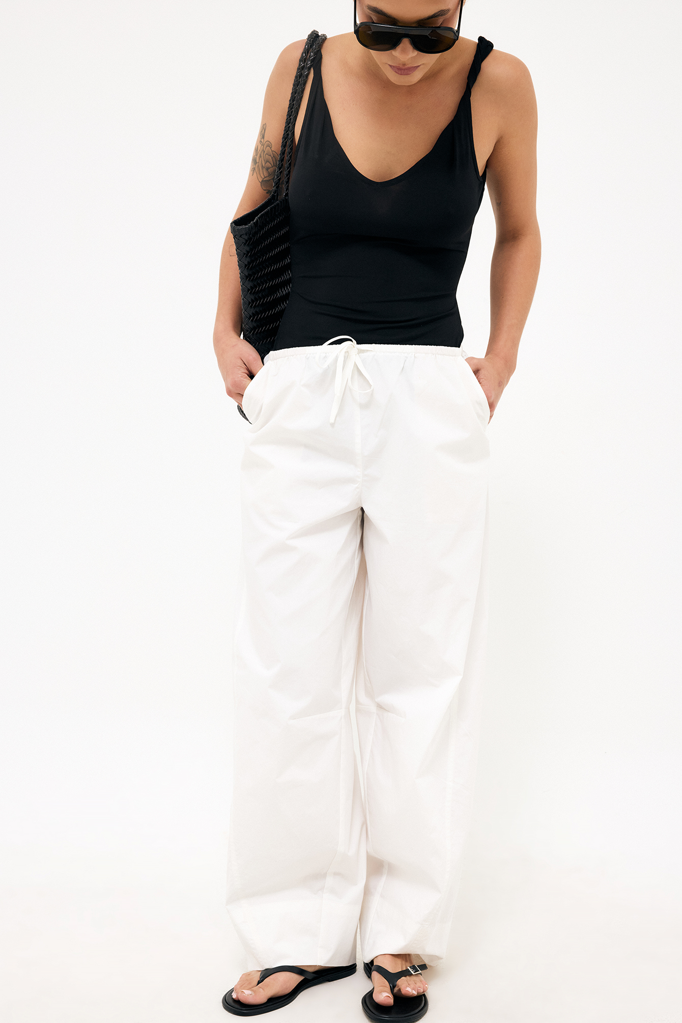 Barrel Cotton Pants - Wide Leg Pants - White - EU 32 - NA-KD / NAKD