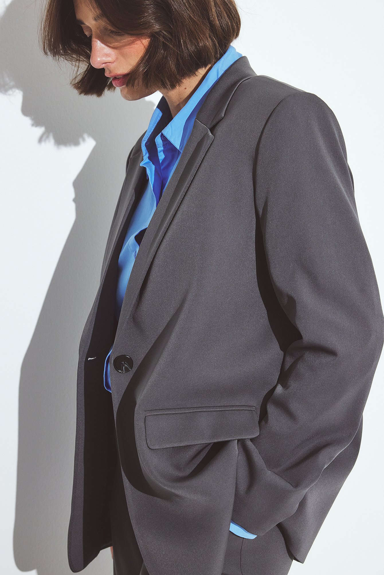 NA-KD Basic Blazer - Tailored Blazers - Grey - EU 40 - NA-KD / NAKD