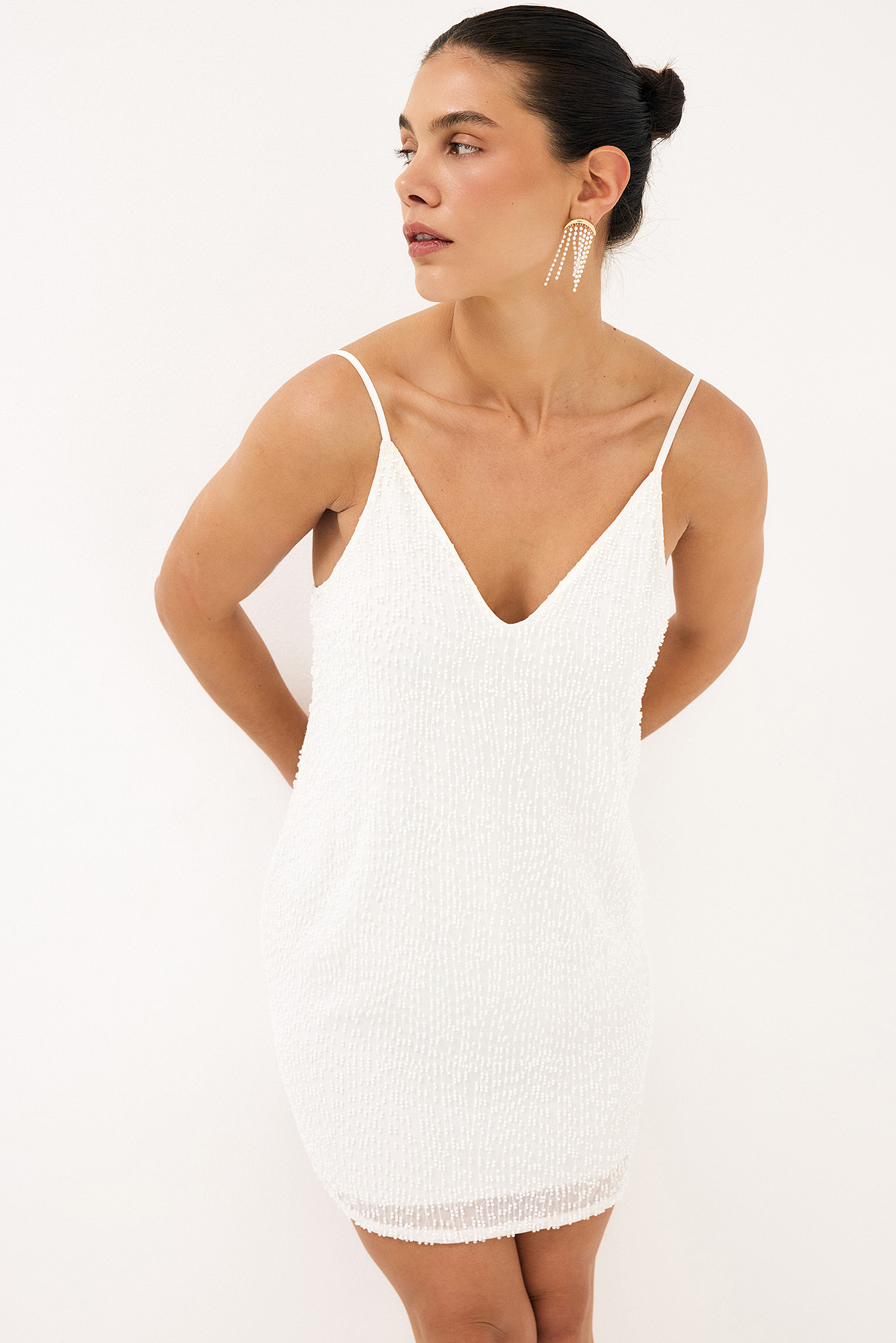 Beaded Strap Mini Dress White | NA-KD