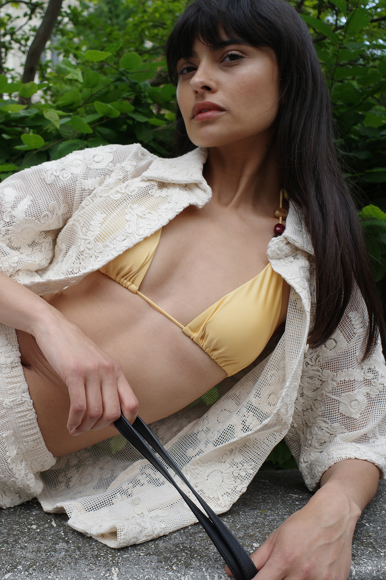Beaded Triangle Bikini Top - Bikinis - Yellow - S - NA-KD / NAKD