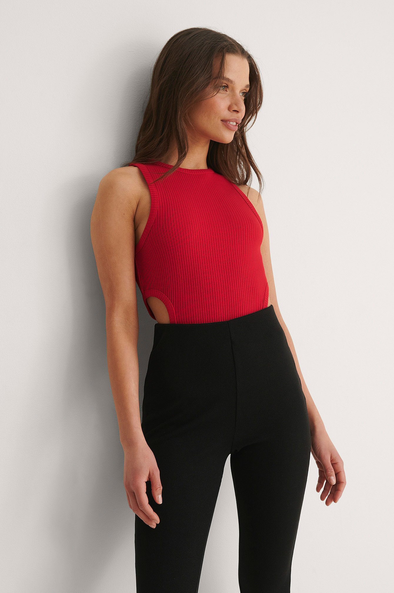 Red Cut Out Detail Singlet