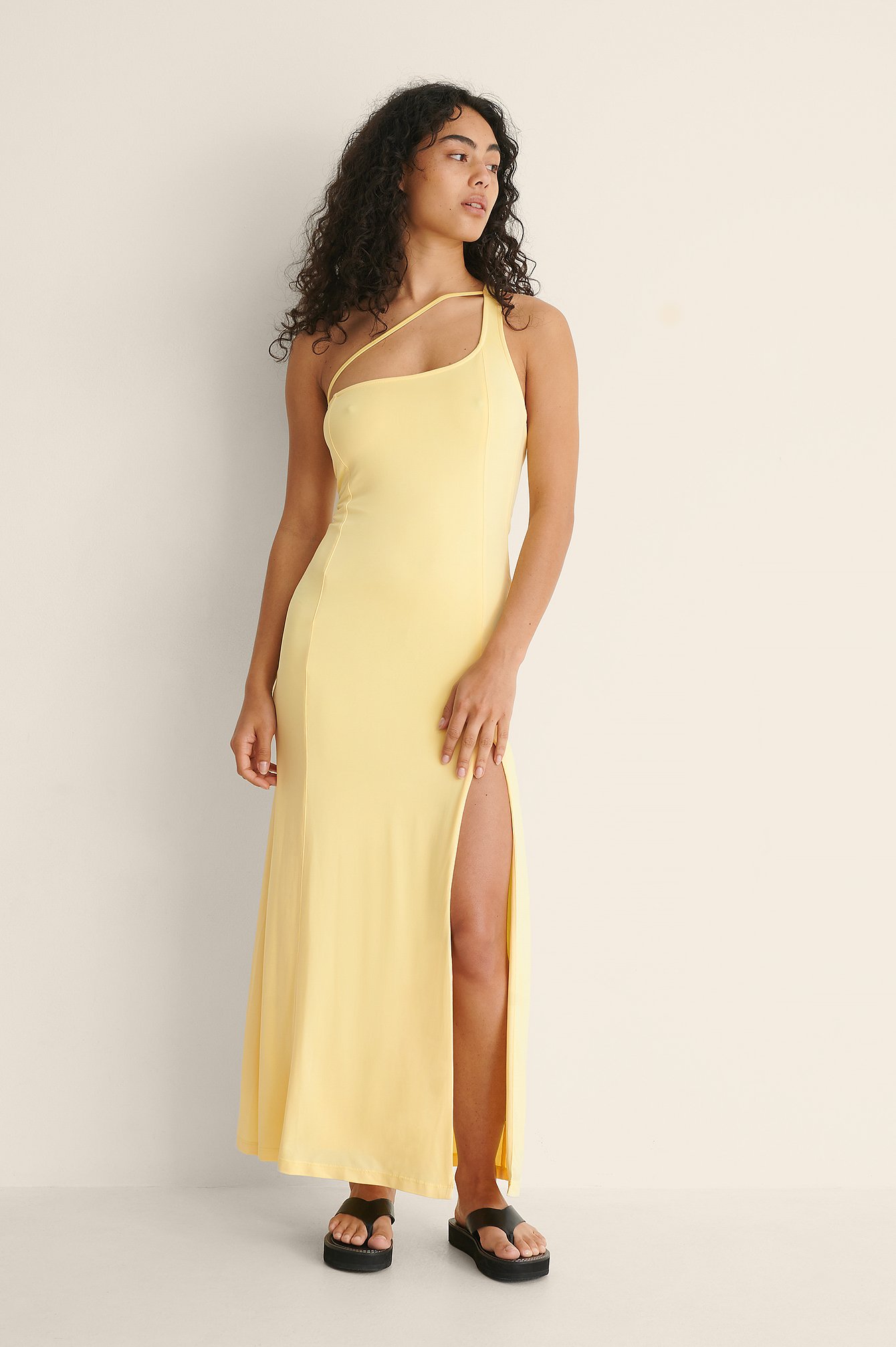 One Shoulder Jersey Dress Black