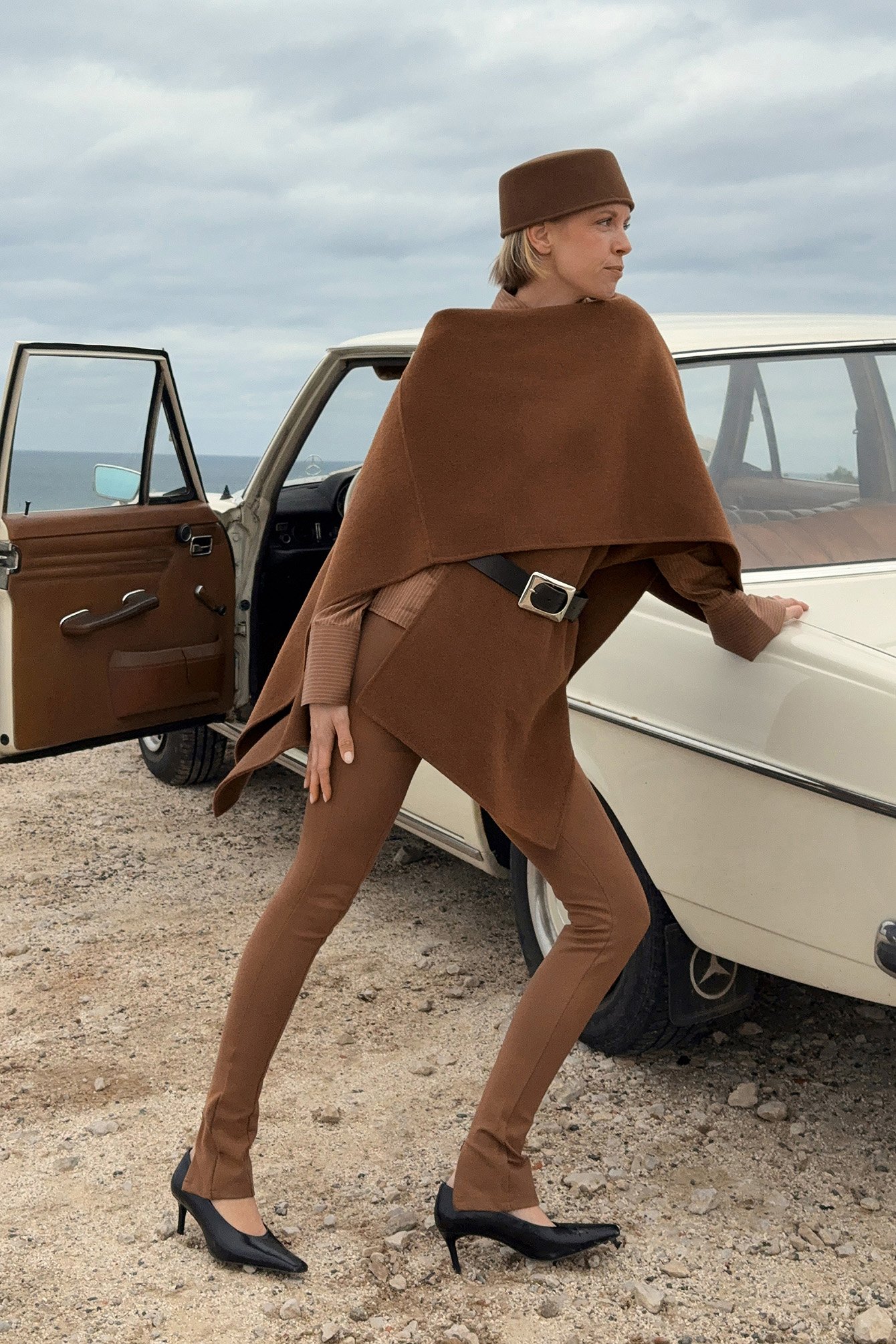 Hanna Stefansson x NA-KD Belt Loop Detailed Jersey Leggings - Skinny Pants - Brown - S (EU 34-36) - NA-KD / NAKD