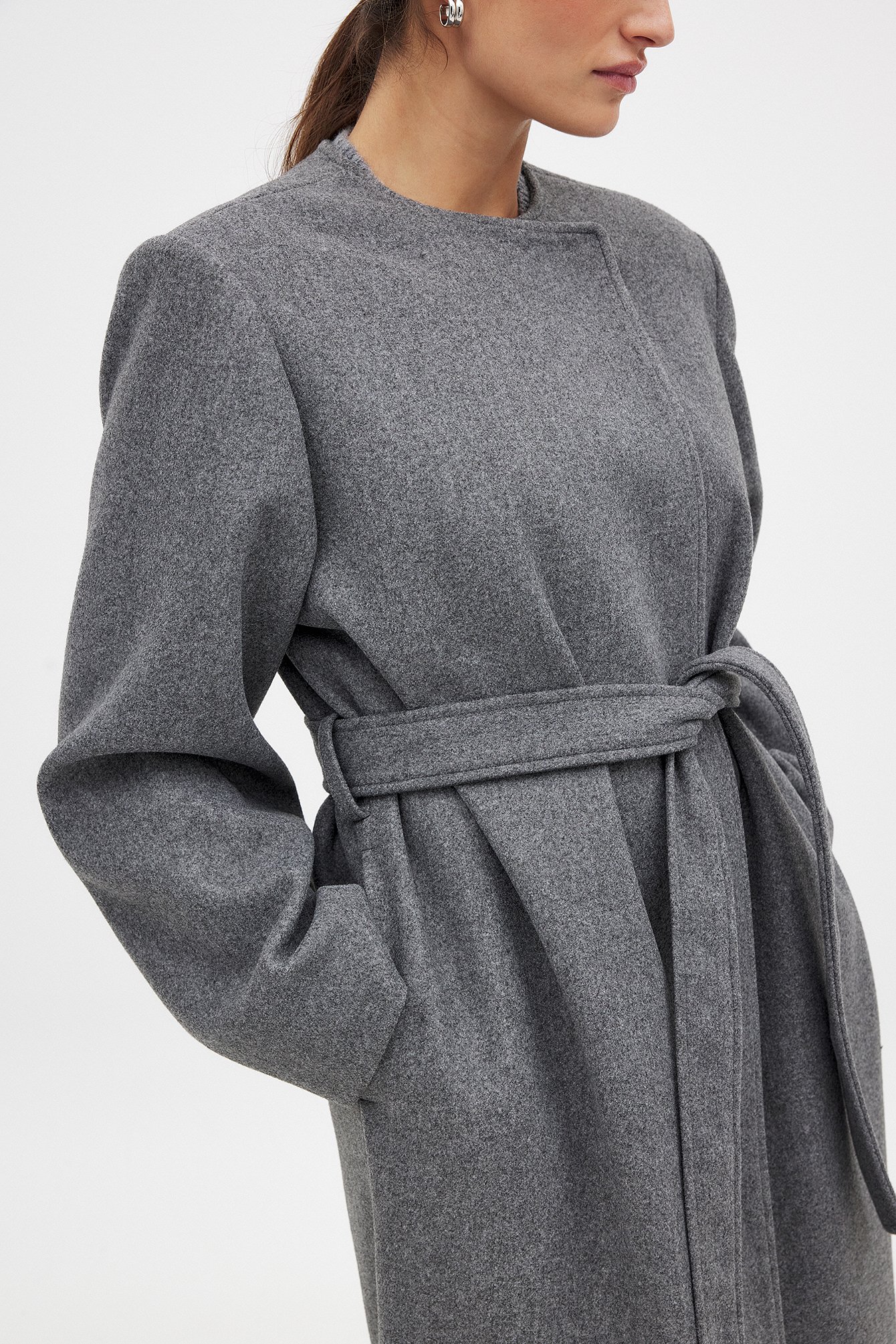NA-KD Belted Coat - Coats - Grey - EU 32 - NA-KD / NAKD