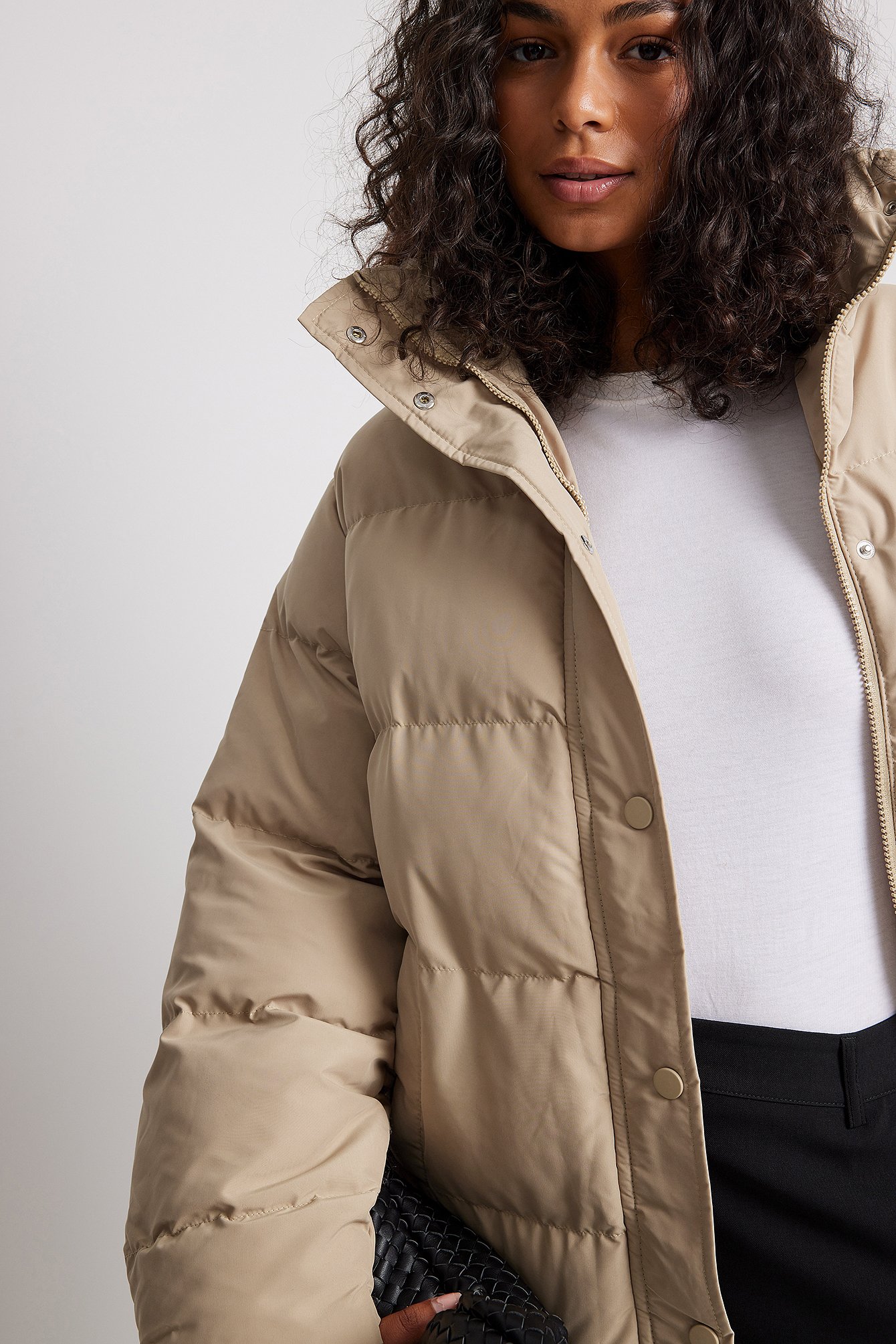 Beige Recycled Belted Padded Jacket